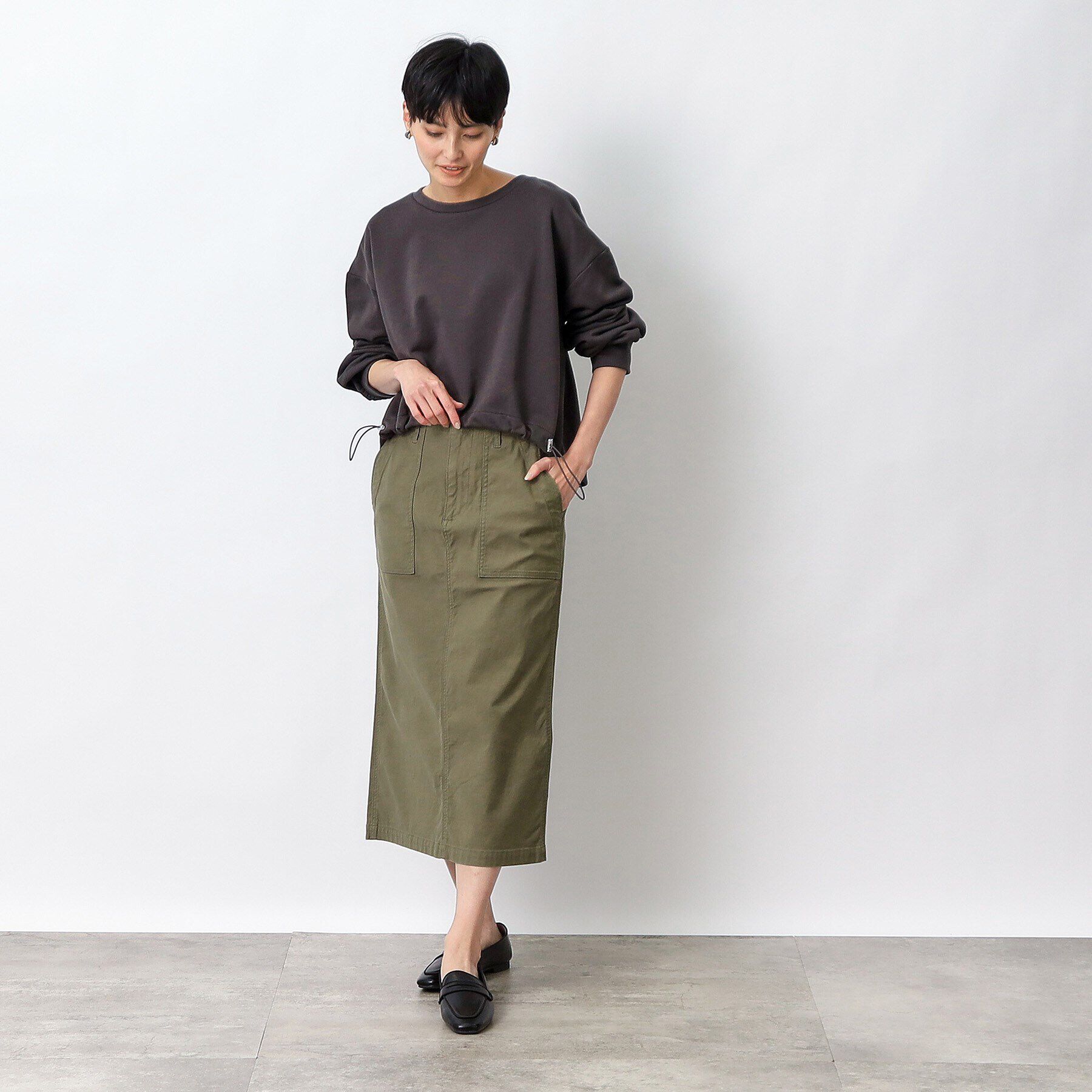 OPAQUE.CLIP「ストレッチベイカースカート/オーガニックコットン混【洗濯機洗い可／ストレッチ】」|スカート|