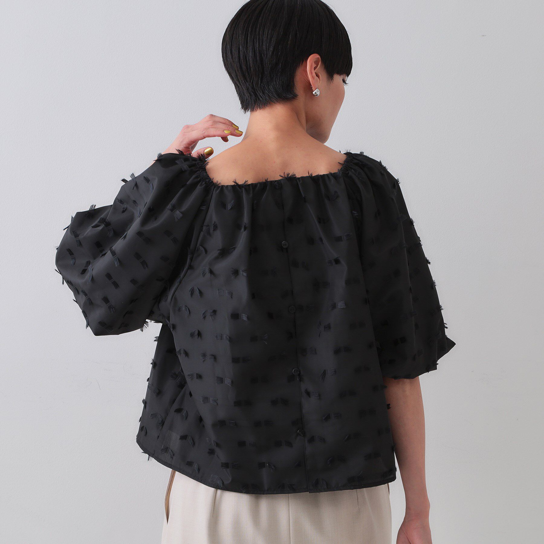 OPAQUE.CLIP「ジャカードボリュームブラウス【洗濯機洗い可】」|シャツ・ブラウス|