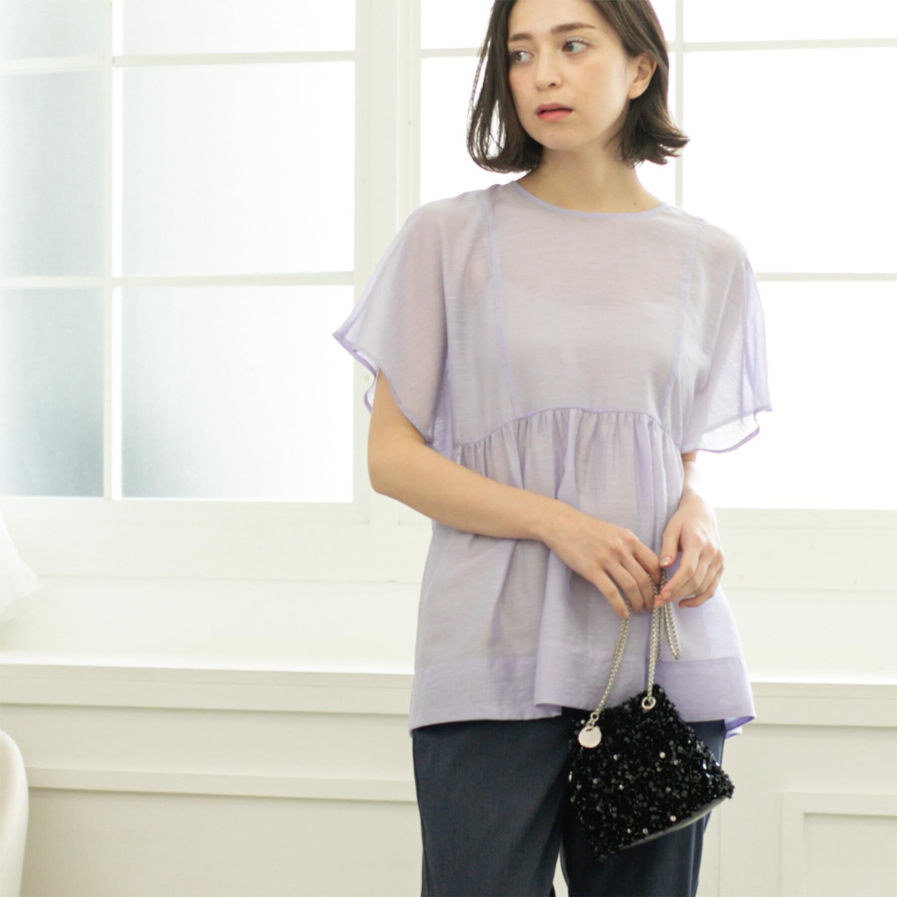 OPAQUE.CLIP「麻混シアーペプラムブラウス【洗濯機洗い可】」|シャツ・ブラウス|