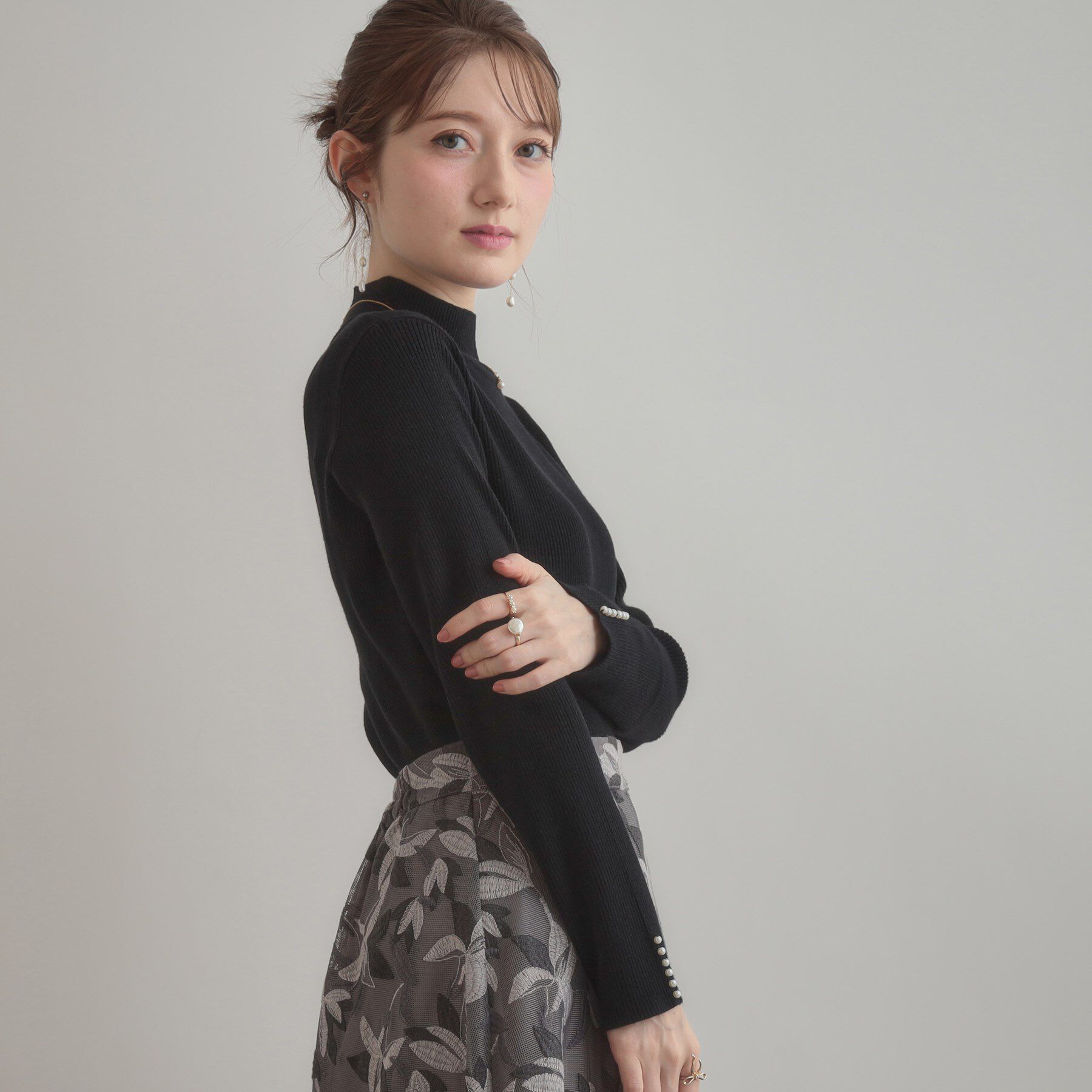 Couture broach「【多機能・フェミニン】パール調リブニット」|ニット・セーター|