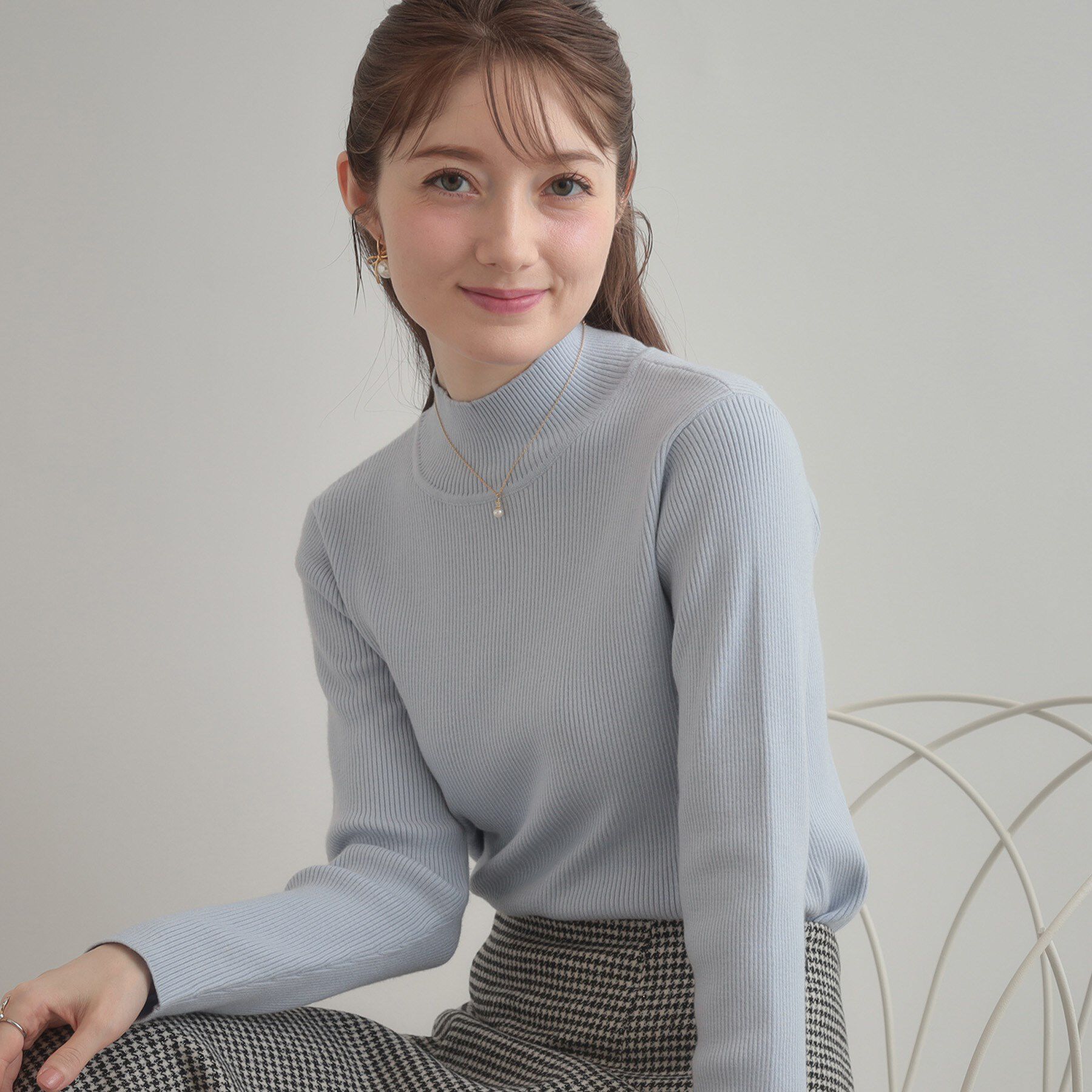 Couture broach「【多機能・フェミニン】パール調リブニット」|ニット・セーター|