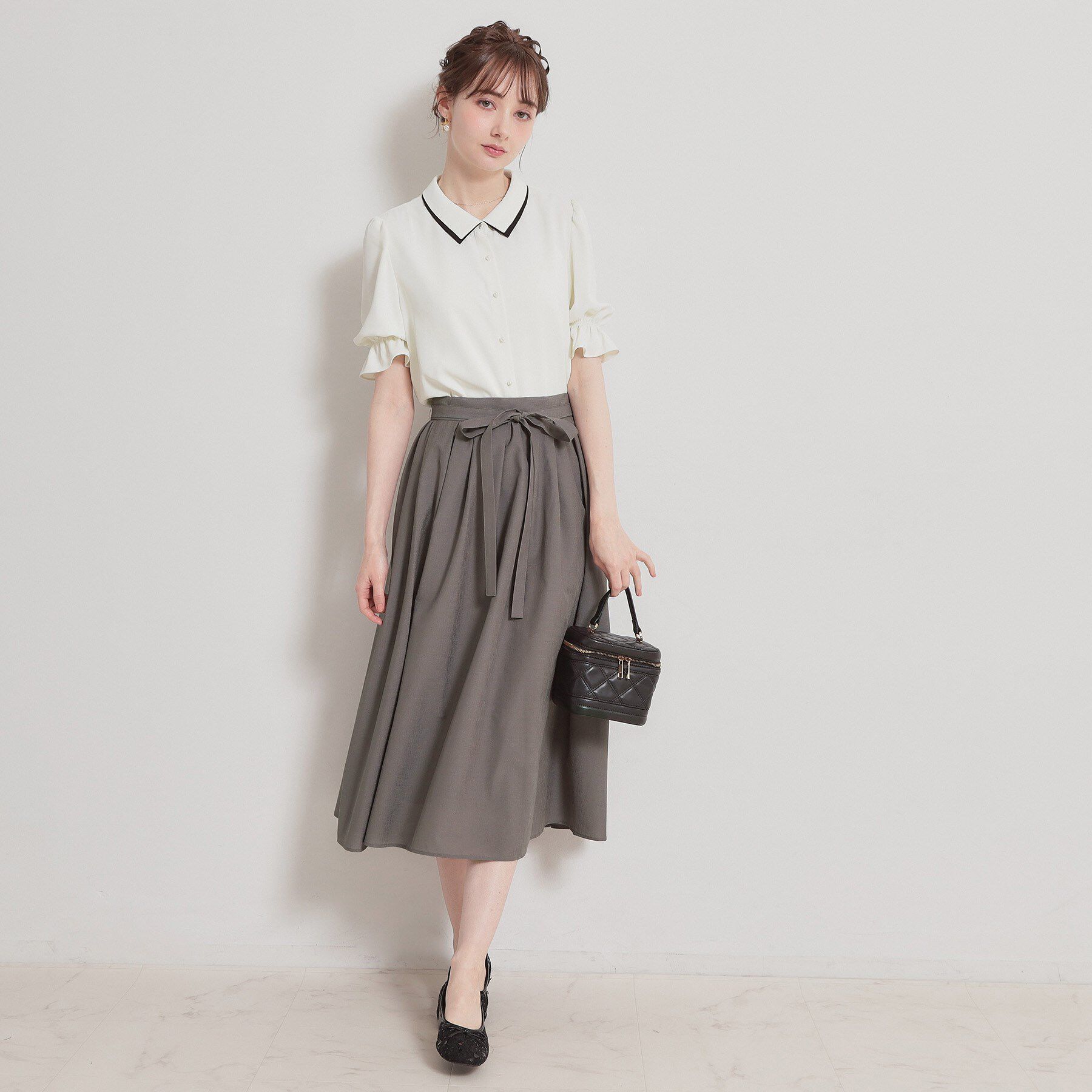 Couture broach「【洗える】パレットボイル 細リボン付きスカート」|スカート|