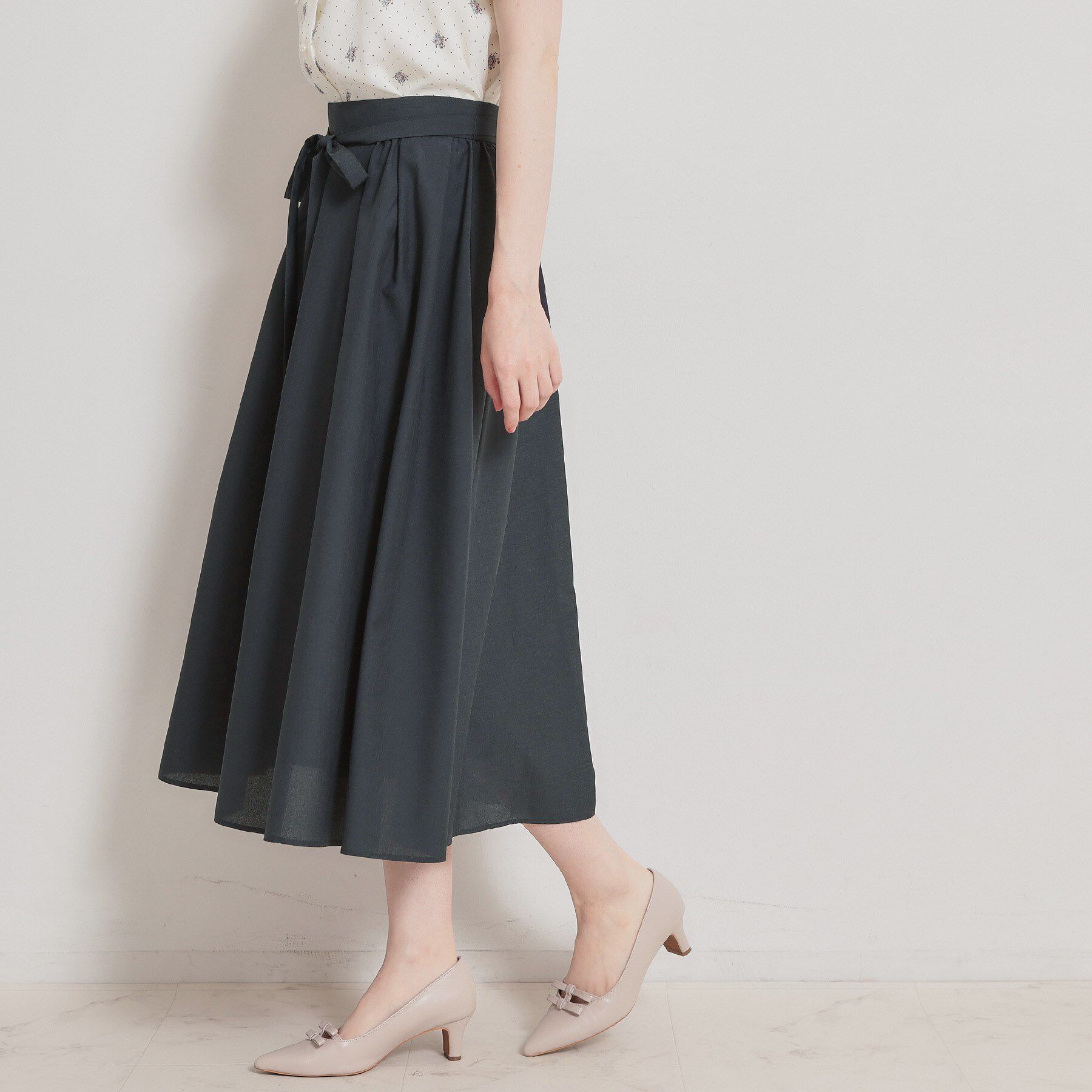 Couture broach「【洗える】パレットボイル 細リボン付きスカート」|スカート|