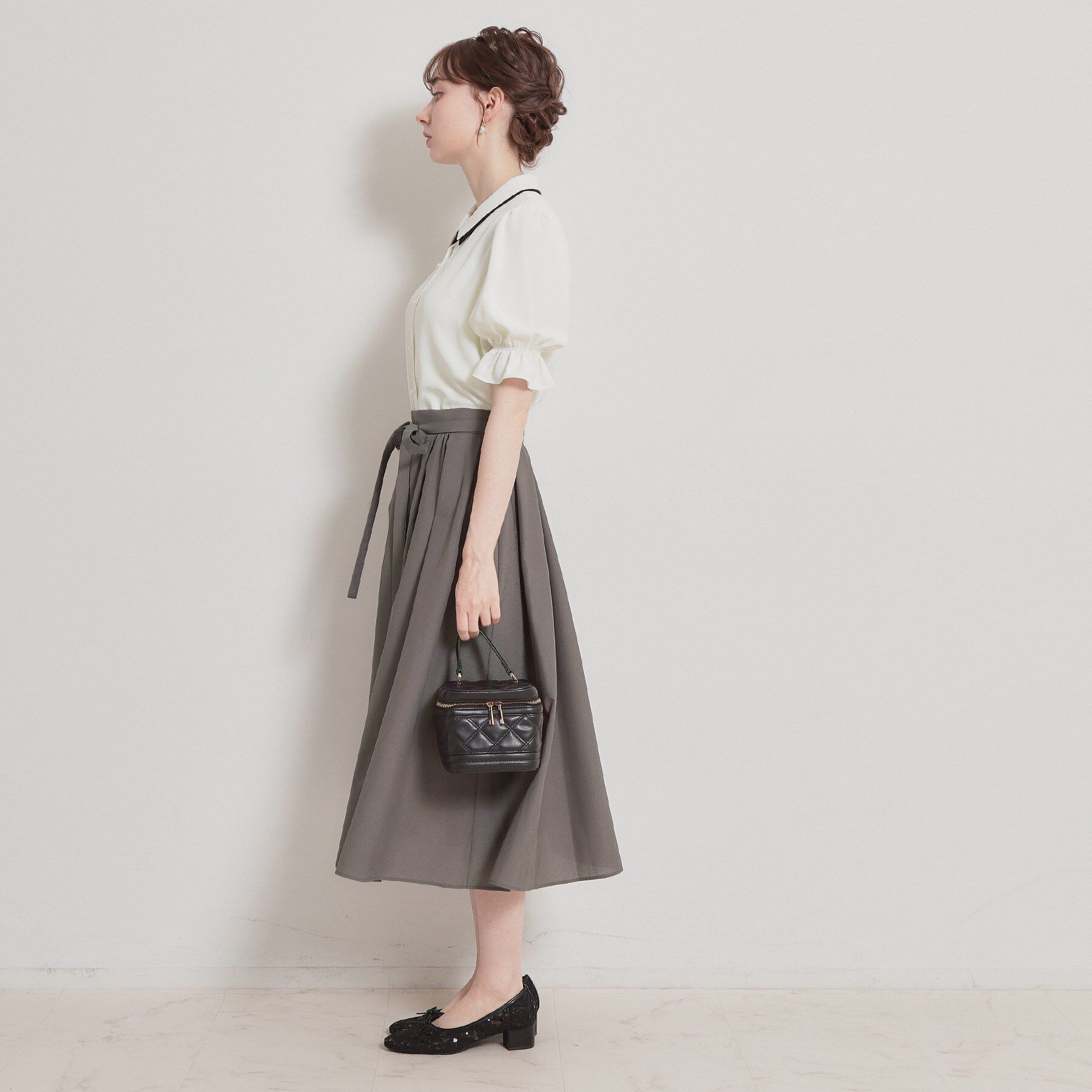 Couture broach「【洗える】パレットボイル 細リボン付きスカート」|スカート|