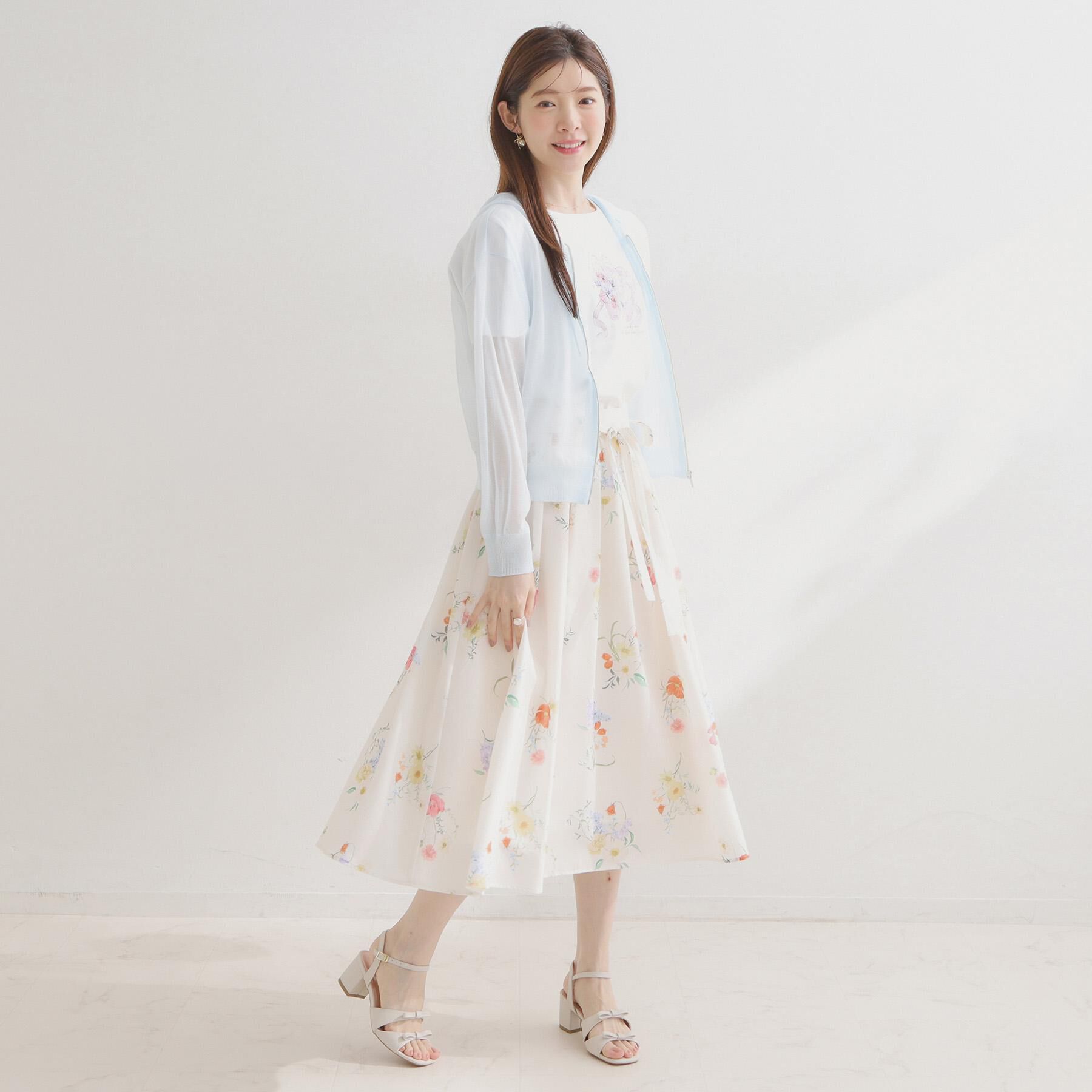 Couture broach「【洗える】パレットボイル 細リボン付きスカート」|スカート|