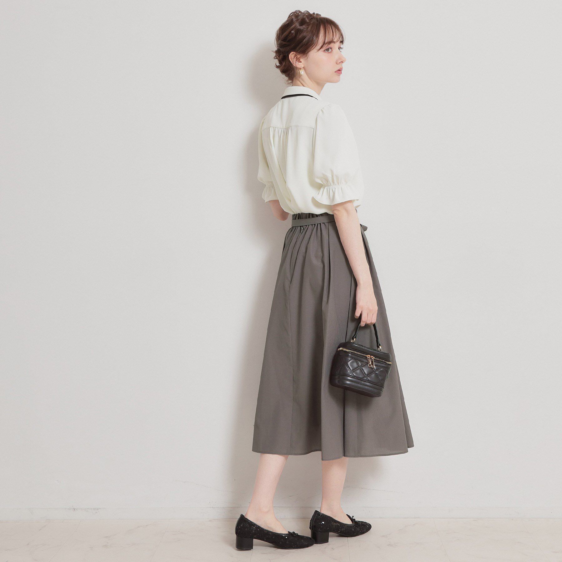 Couture broach「【洗える】パレットボイル 細リボン付きスカート」|スカート|