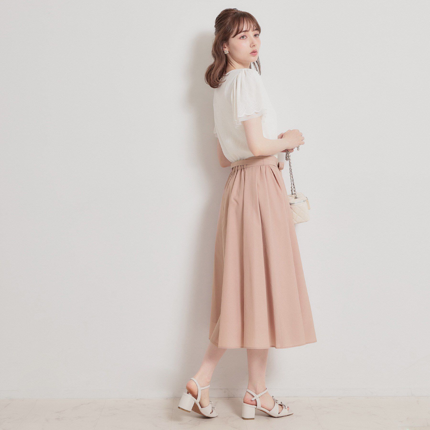 Couture broach「【洗える】パレットボイル 細リボン付きスカート」|スカート|