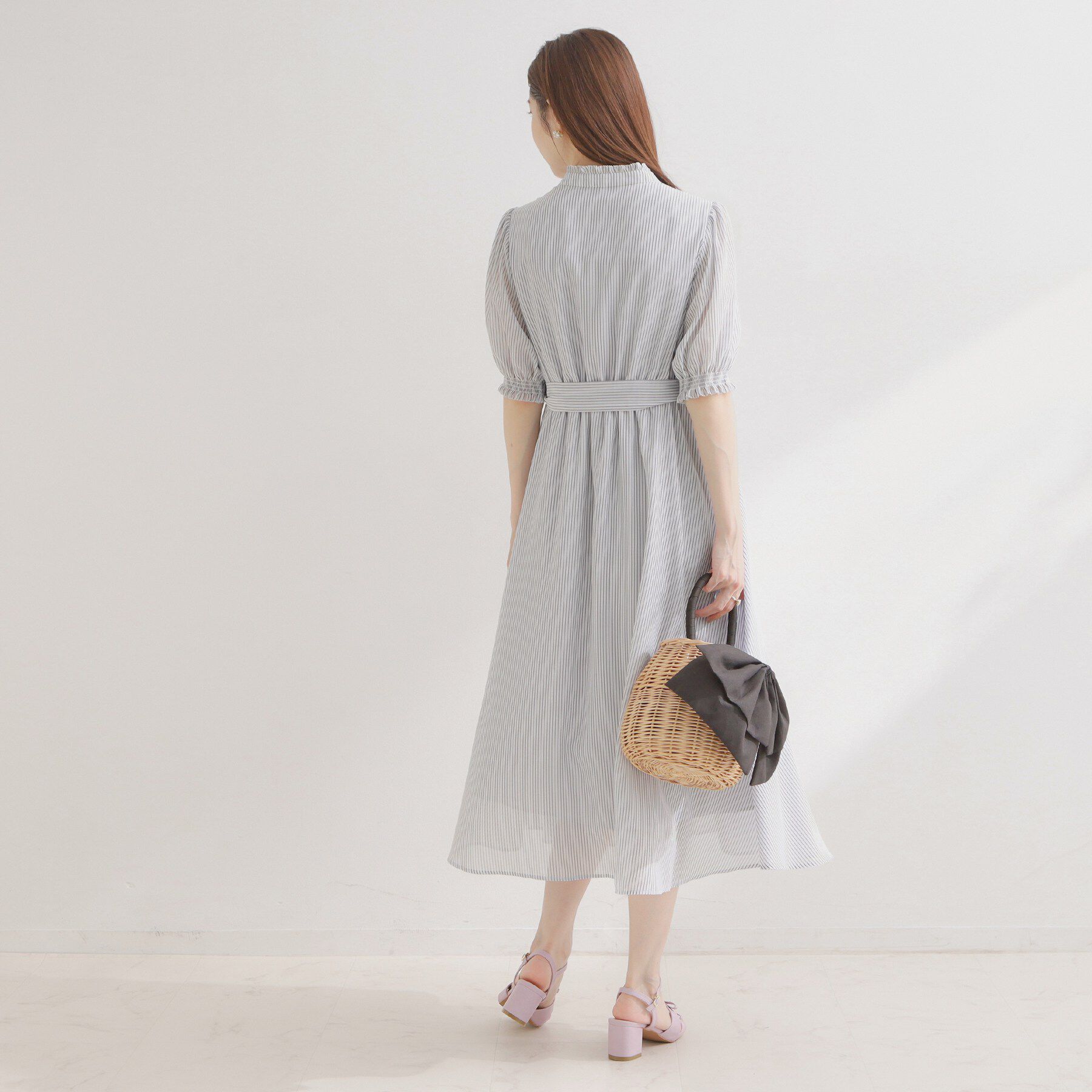 Couture broach「【洗える】シアーストライプ ワンピース」|ワンピース|