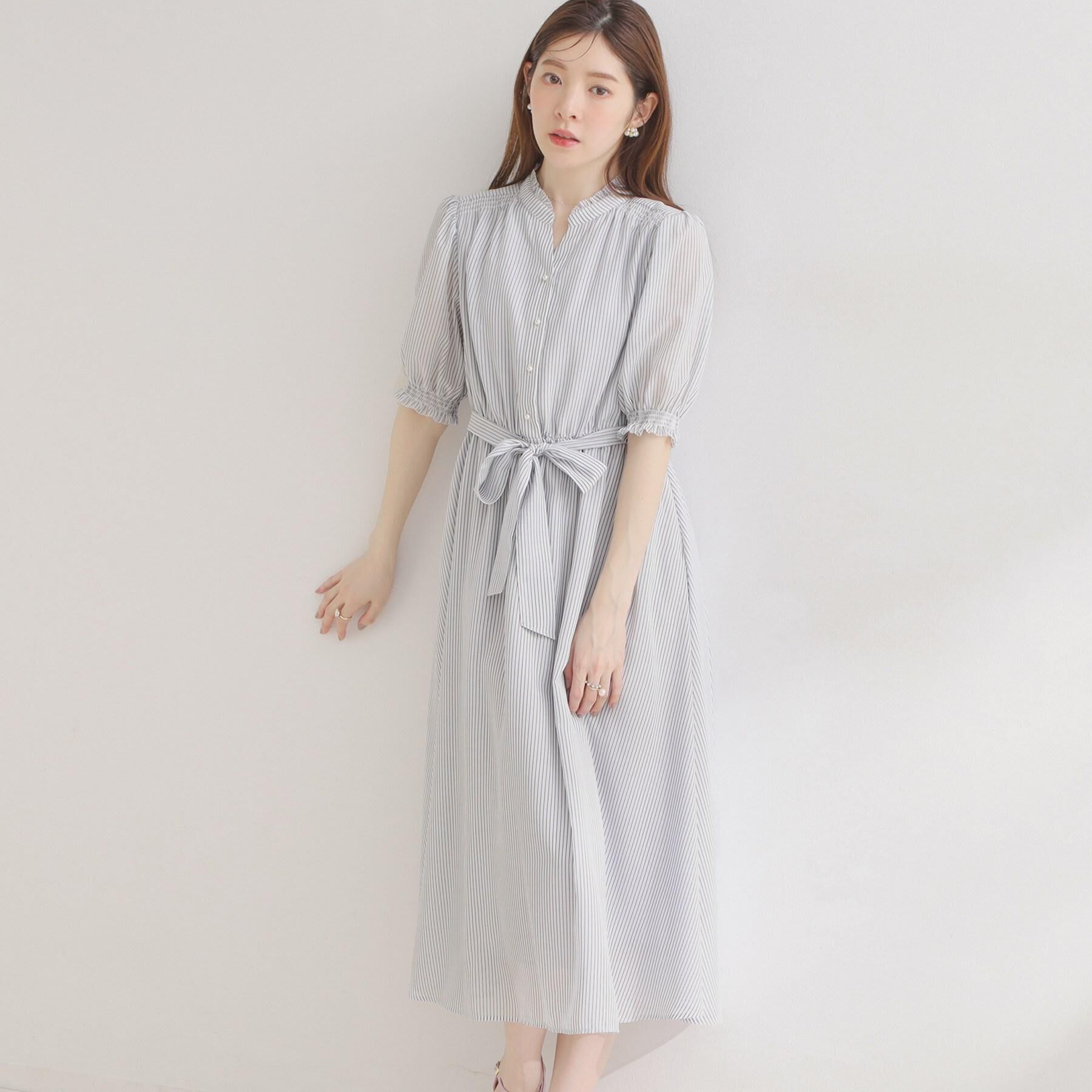 Couture broach「【洗える】シアーストライプ ワンピース」|ワンピース|