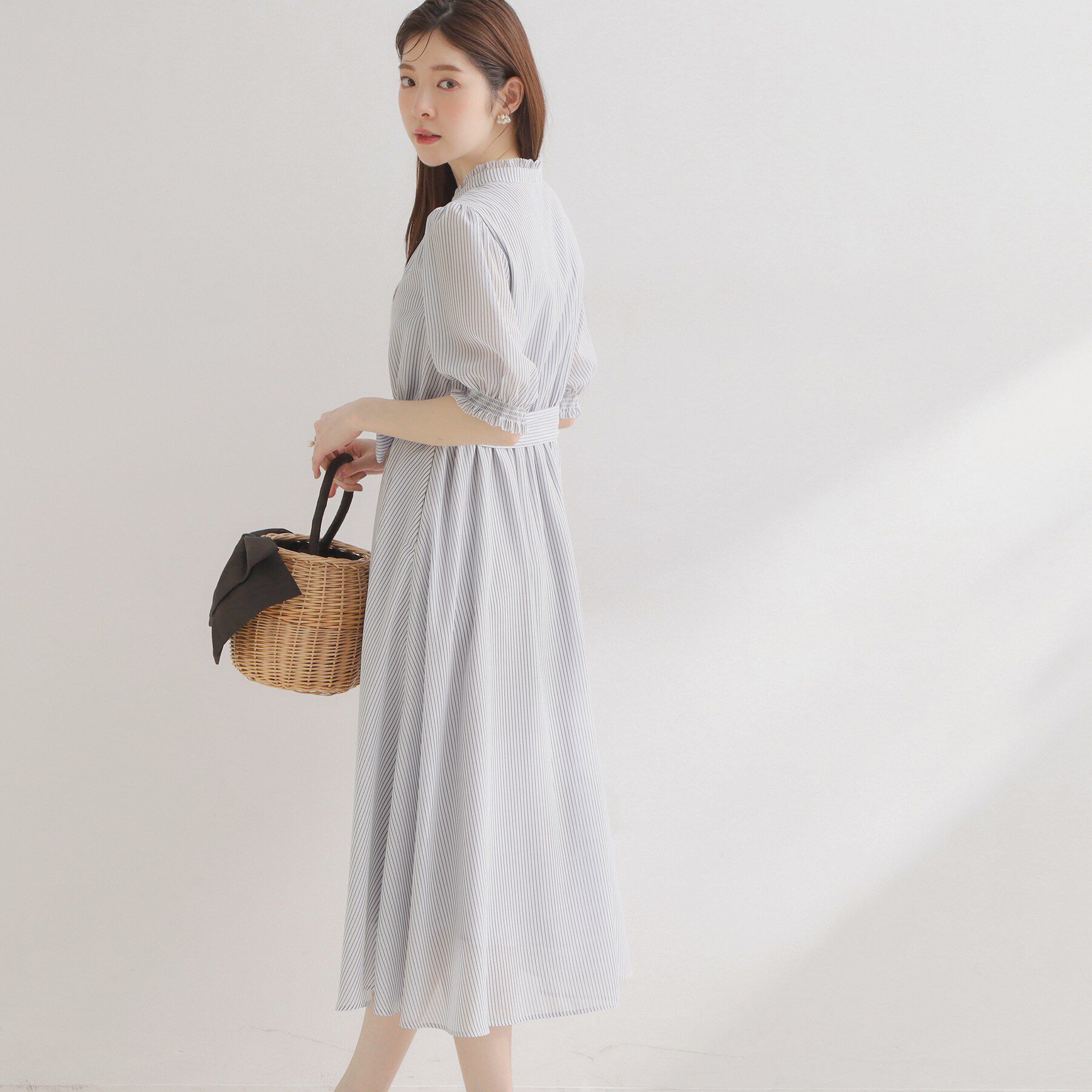 Couture broach「【洗える】シアーストライプ ワンピース」|ワンピース|