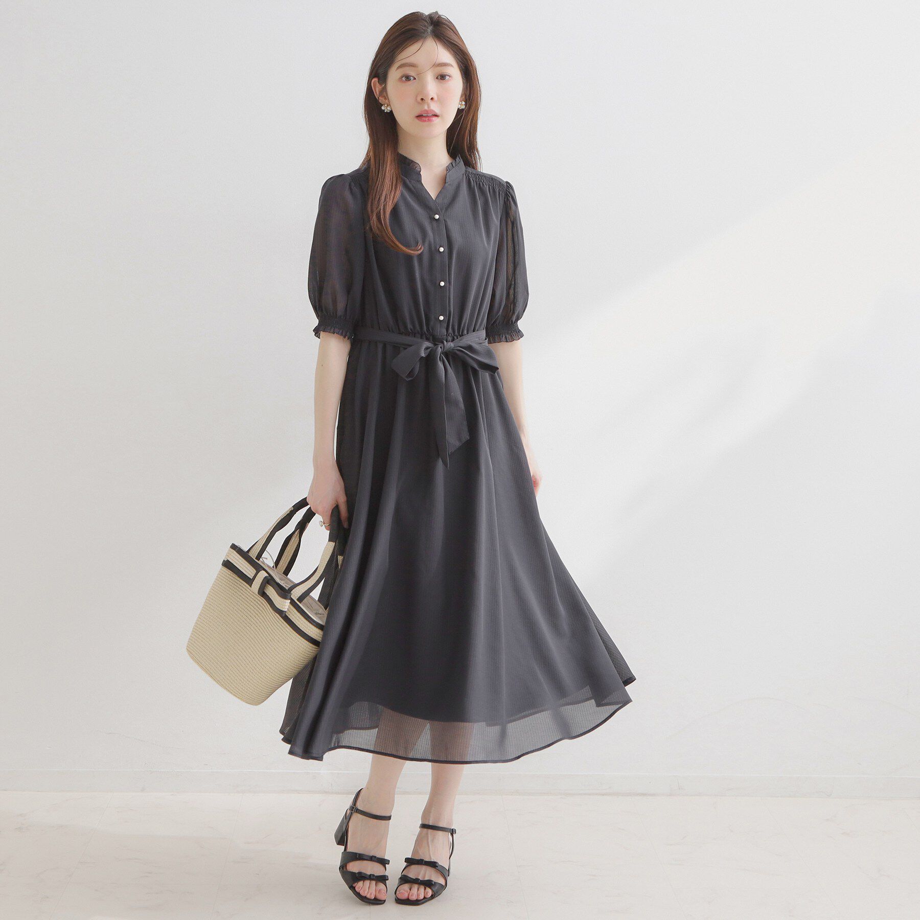 Couture broach「【洗える】シアーストライプ ワンピース」|ワンピース|