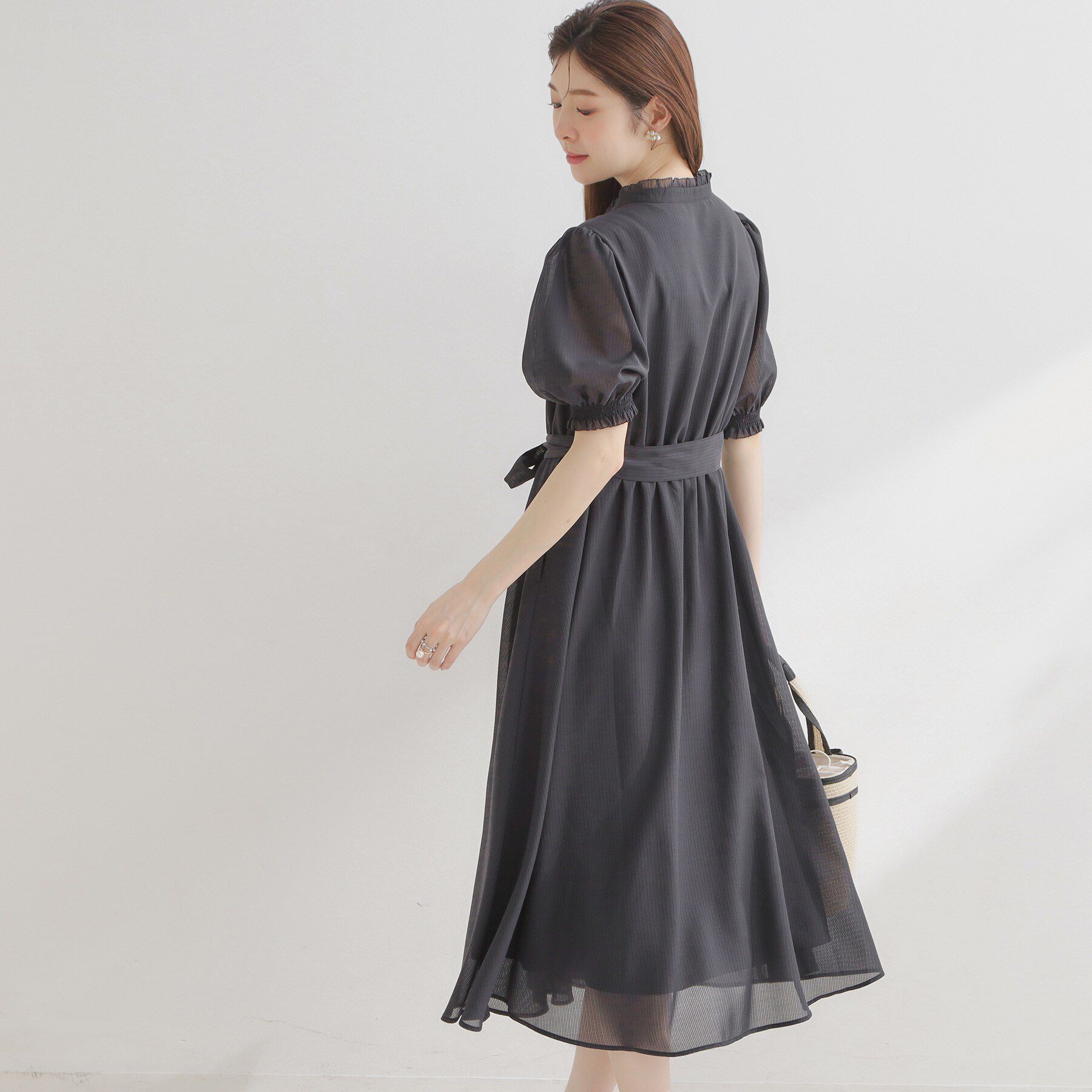 Couture broach「【洗える】シアーストライプ ワンピース」|ワンピース|