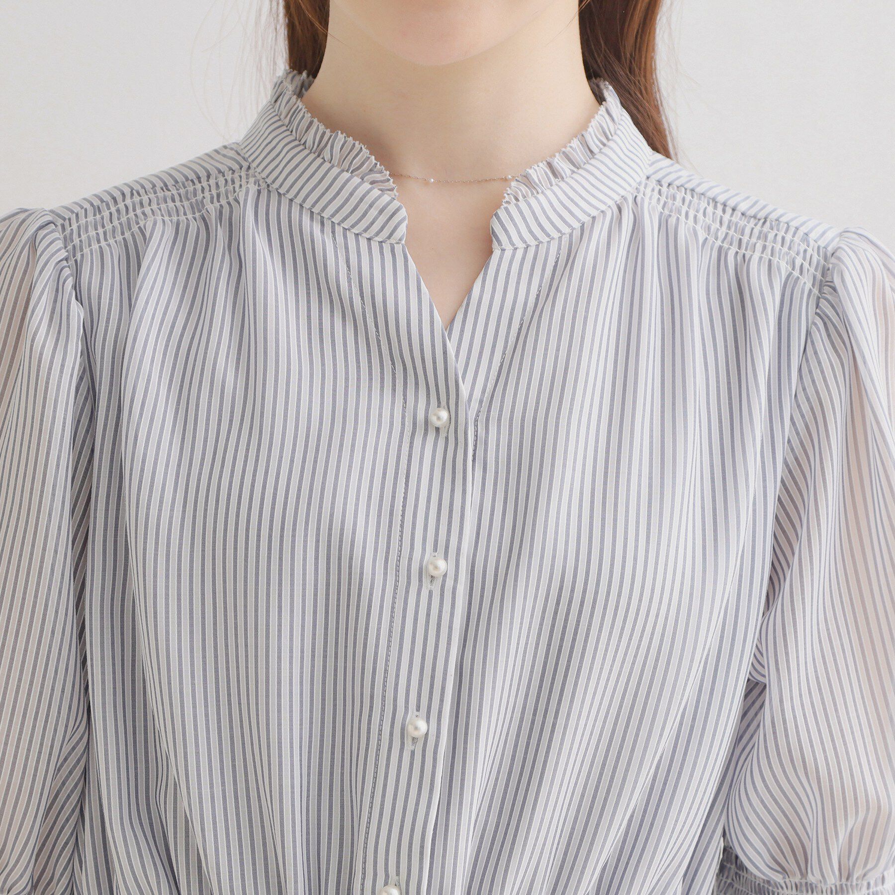 Couture broach「【洗える】シアーストライプ ワンピース」|ワンピース|