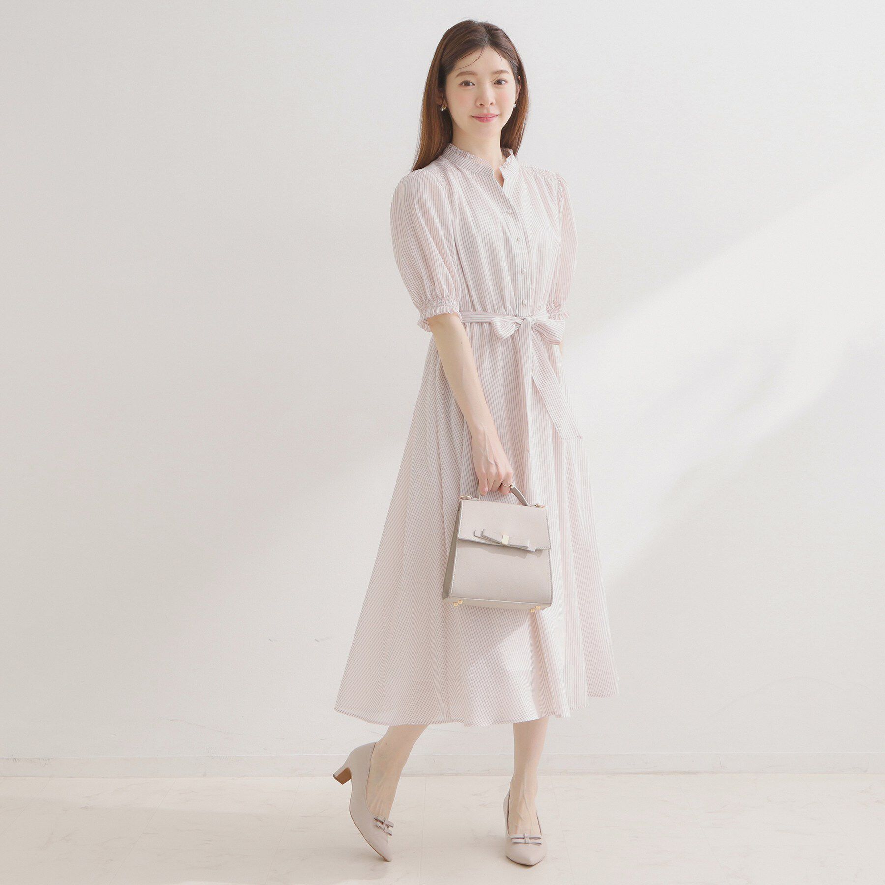 Couture broach「【洗える】シアーストライプ ワンピース」|ワンピース|