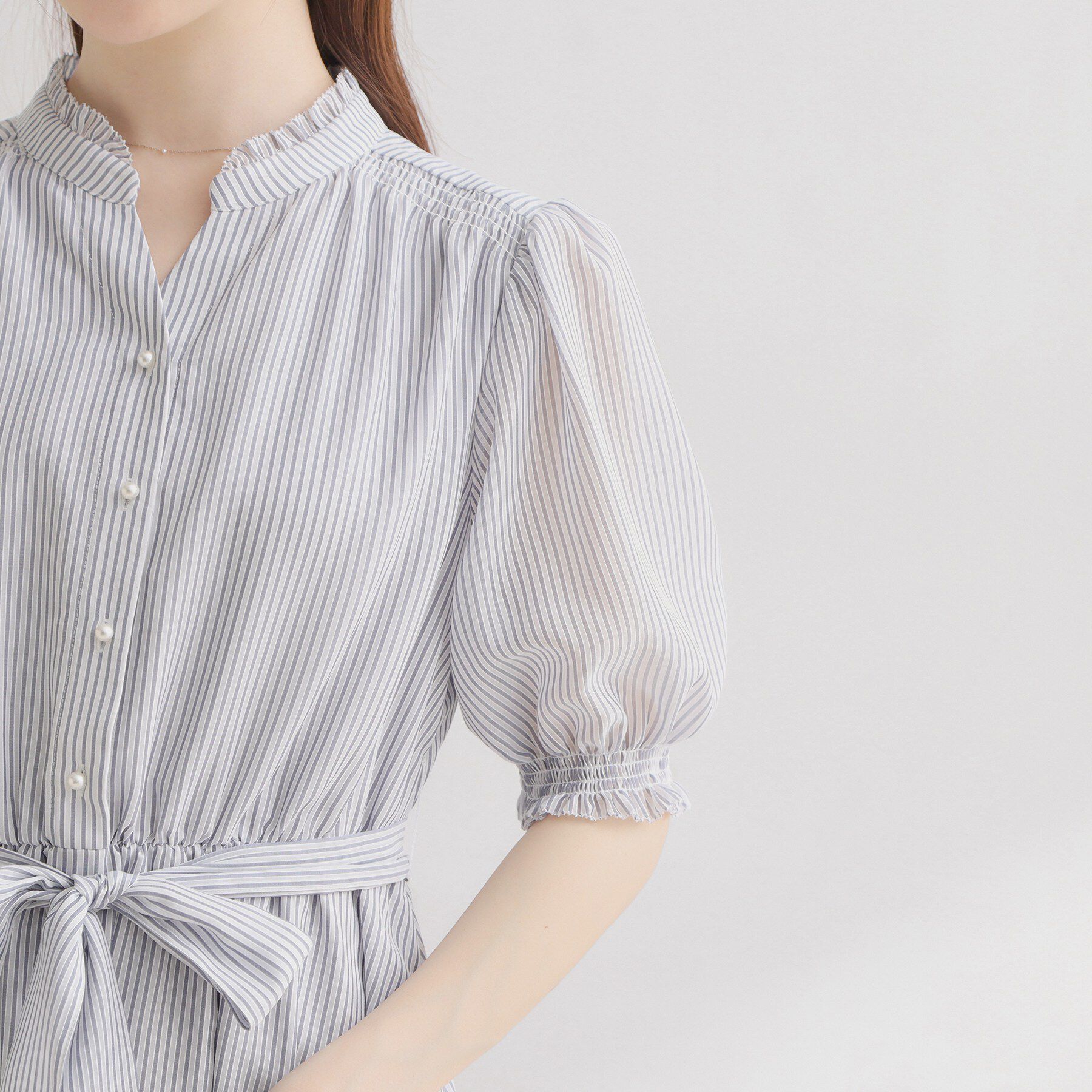 Couture broach「【洗える】シアーストライプ ワンピース」|ワンピース|