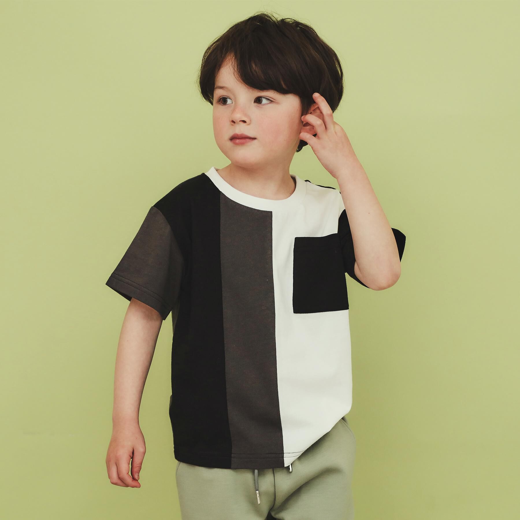 THE SHOP TK「【110-160/洗濯機OK】縦切替えポケットTシャツ」|Tシャツ・カットソー|スミクロ(518)