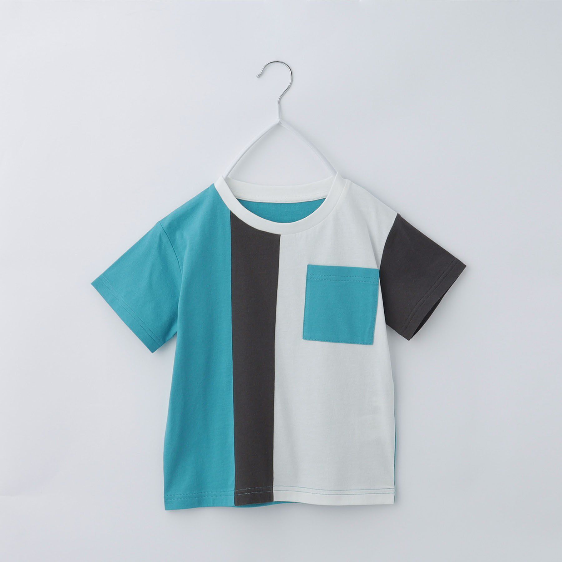 THE SHOP TK「【110-160/洗濯機OK】縦切替えポケットTシャツ」|Tシャツ・カットソー|ブルーグリーン(59