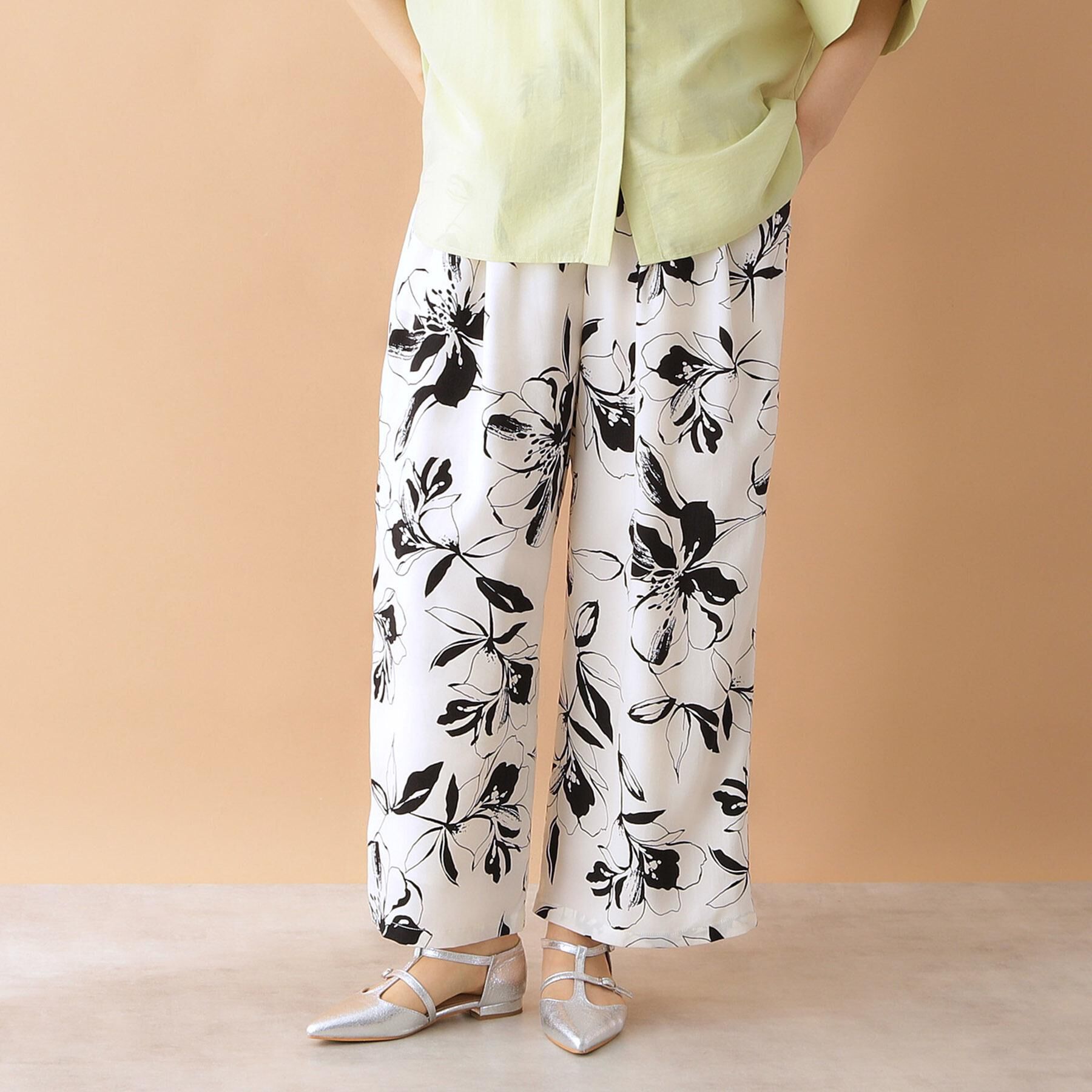 THE SHOP TK「フラワープリントイージーパンツ【洗える】」|その他|オフホワイト(103