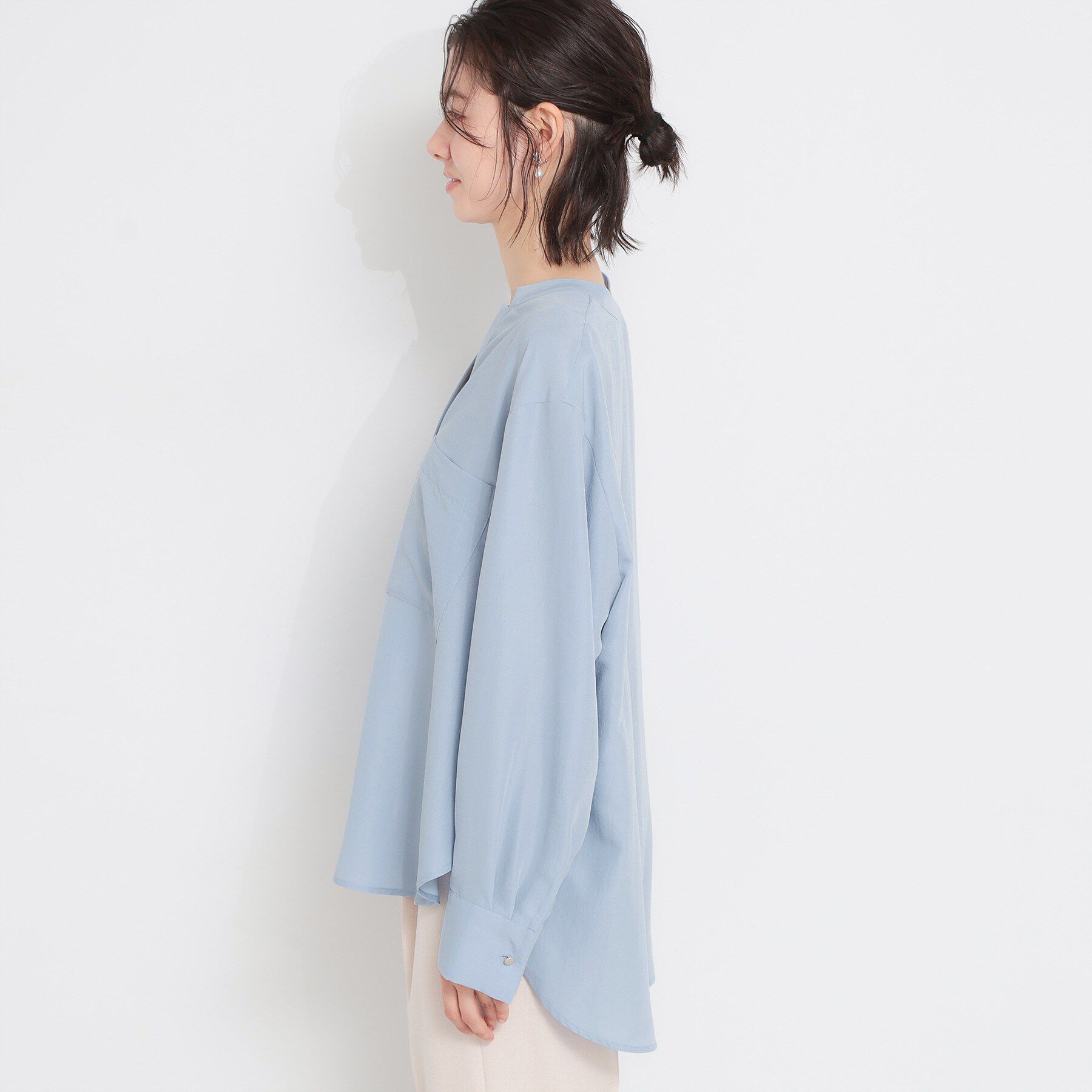 THE SHOP TK「【刻みネックですっきり見え】Wポケット金ボタンシャツ」|シャツ・ブラウス|