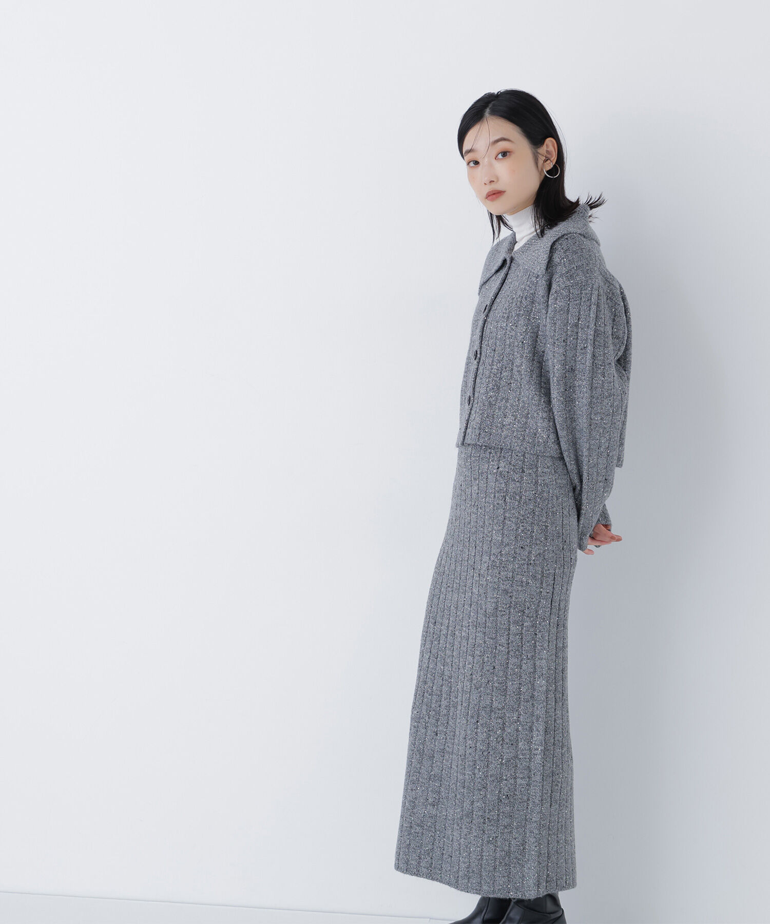  「スパンコールラメニットセットアップ」|ワンピース|