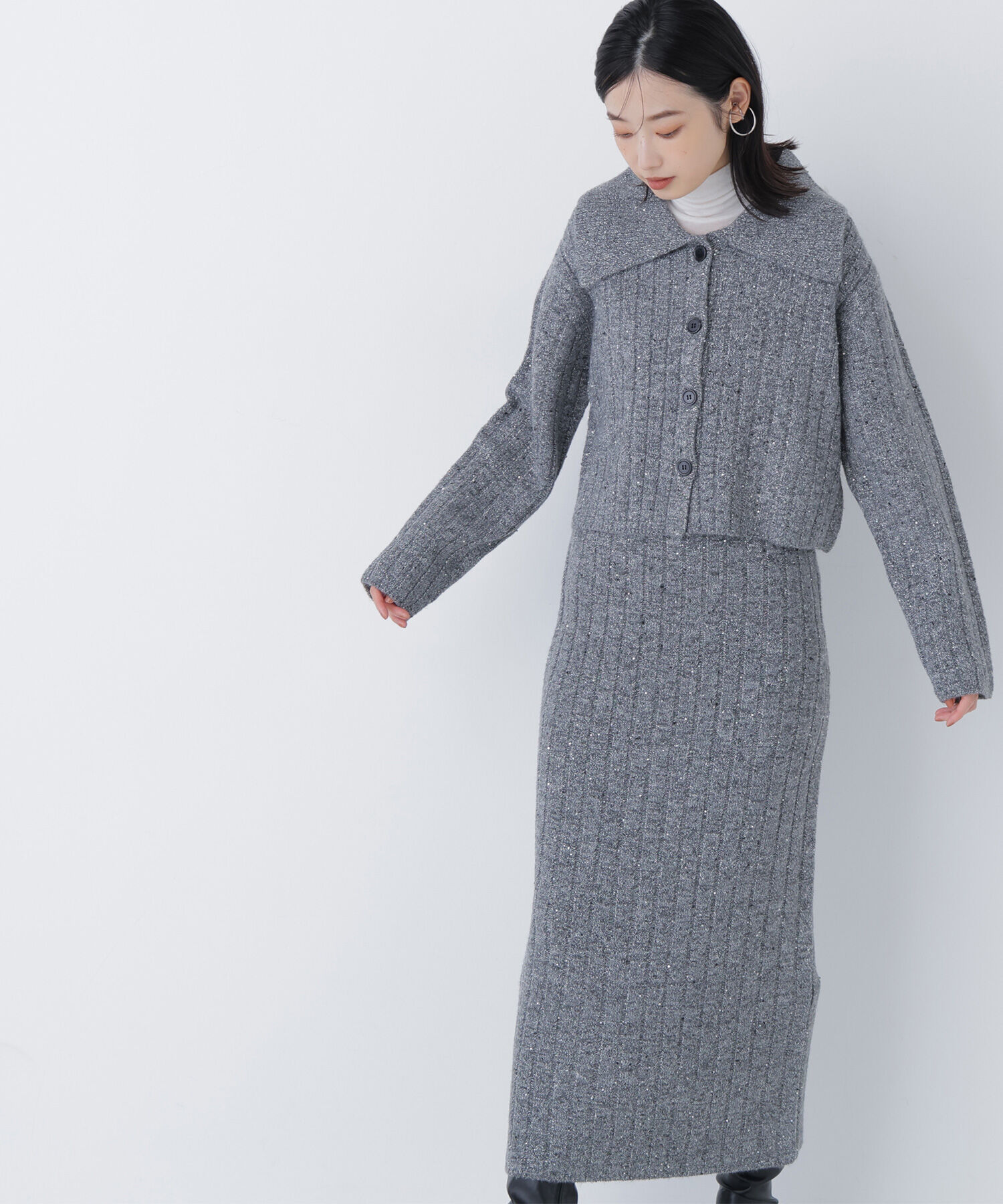  「スパンコールラメニットセットアップ」|ワンピース|