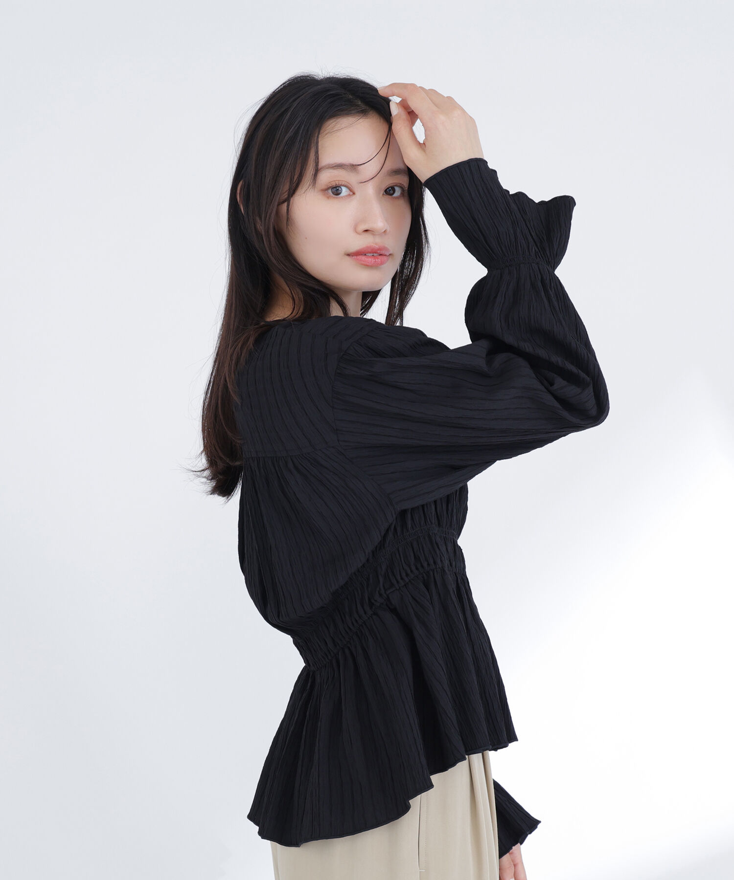  「Vネックギャザーブラウス」|シャツ・ブラウス|