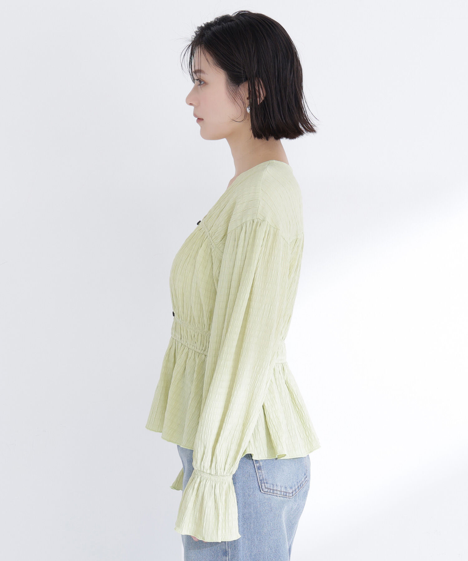  「Vネックギャザーブラウス」|シャツ・ブラウス|