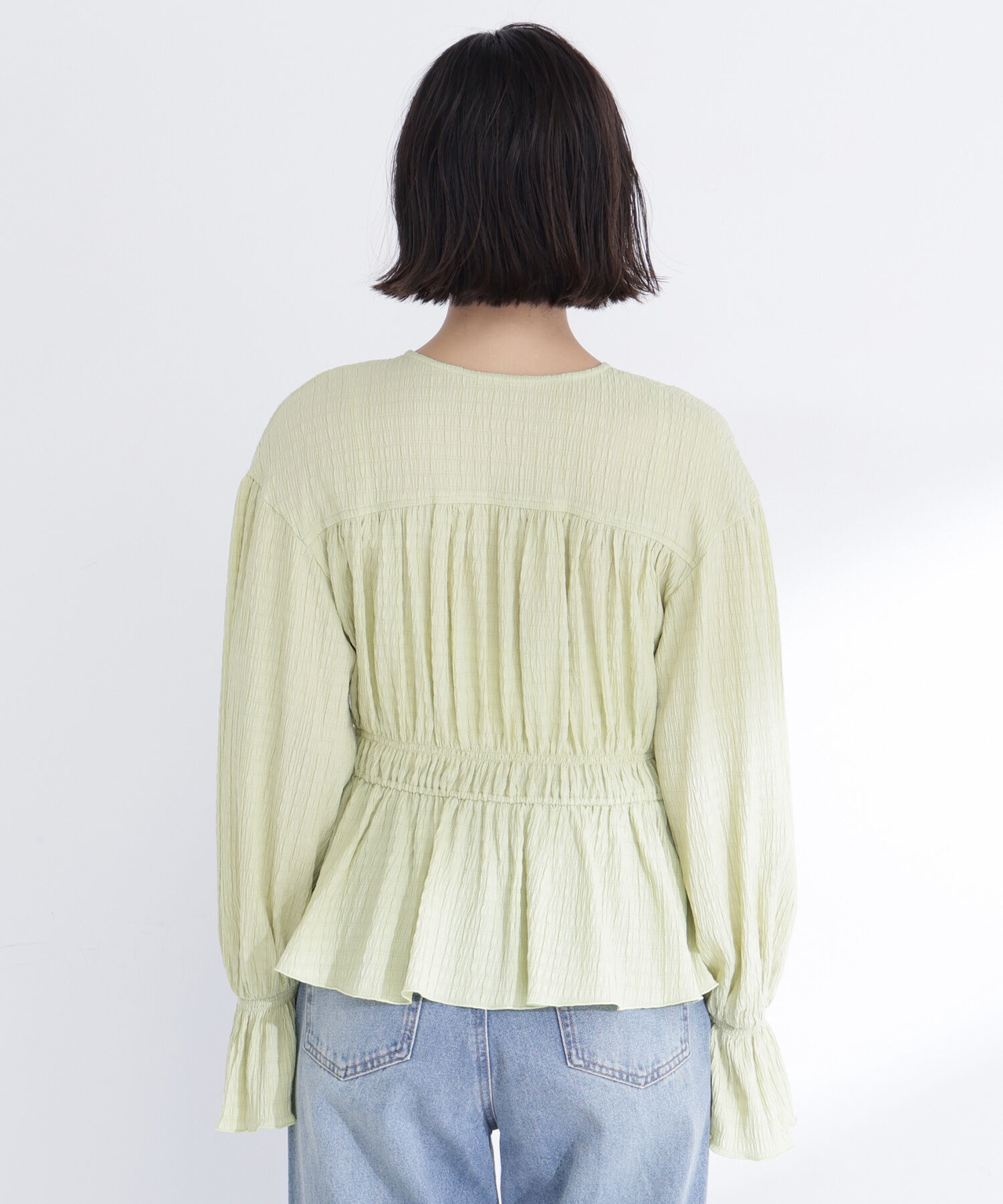  「Vネックギャザーブラウス」|シャツ・ブラウス|