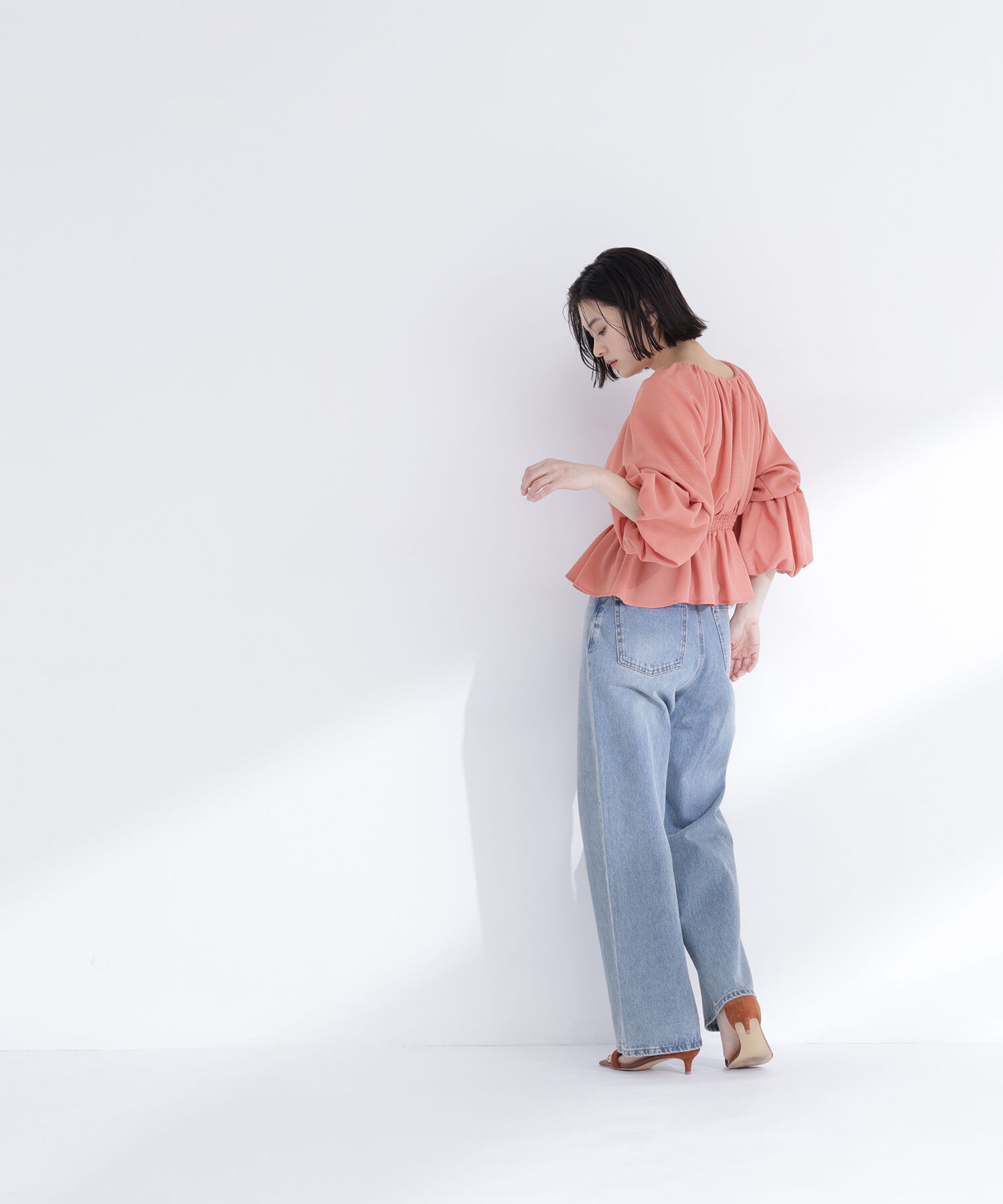  「メッシュギャザーペプラムブラウス」|シャツ・ブラウス|