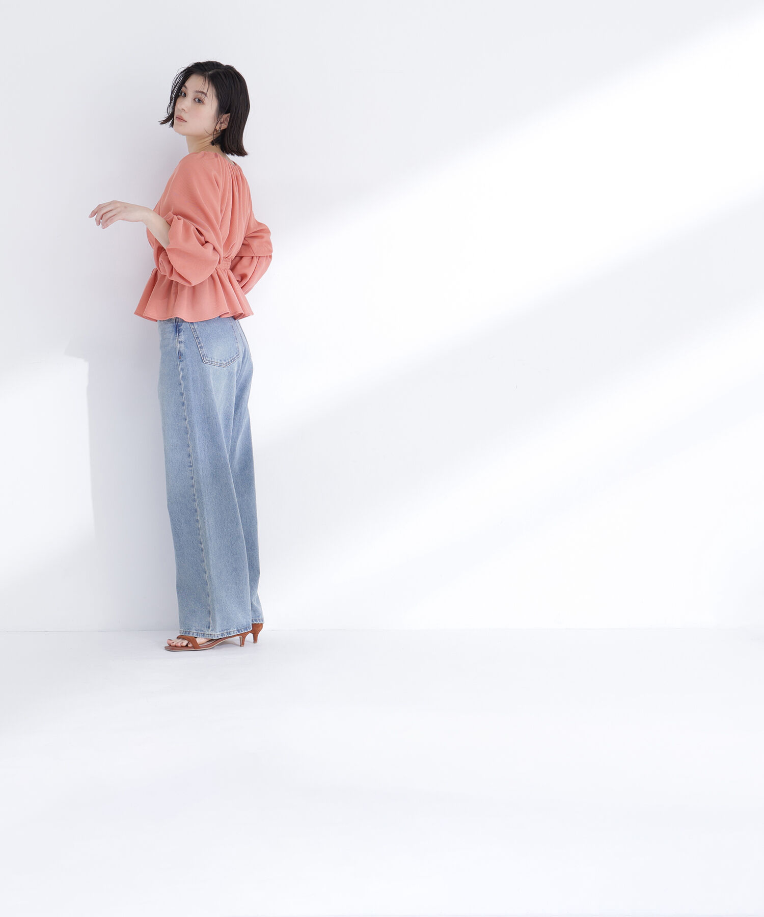  「メッシュギャザーペプラムブラウス」|シャツ・ブラウス|