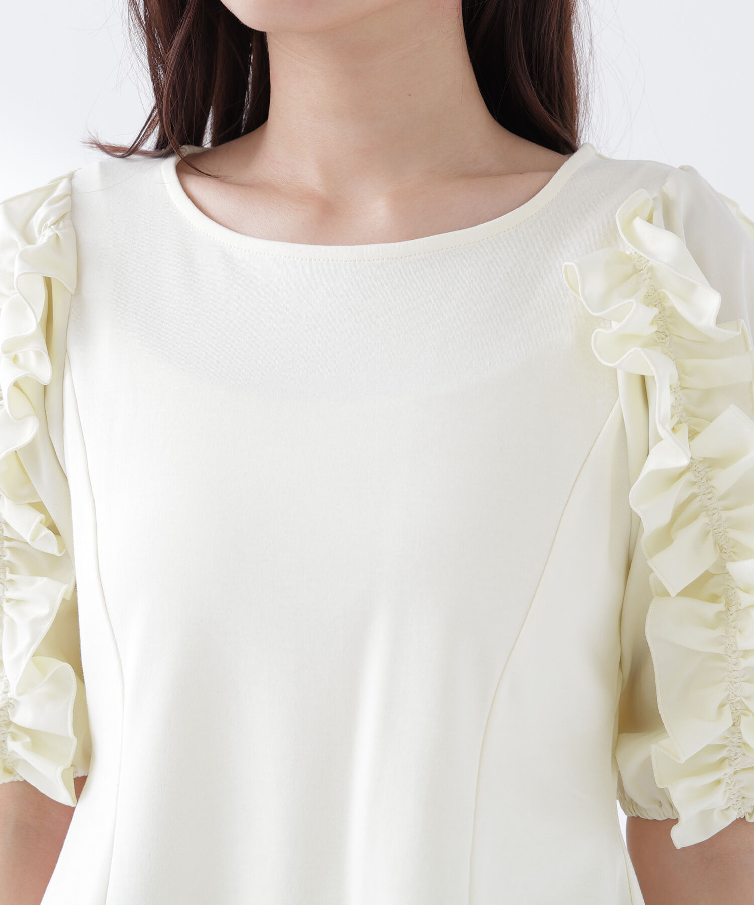  「フリルスリーブドッキングカットソー」|Tシャツ・カットソー|