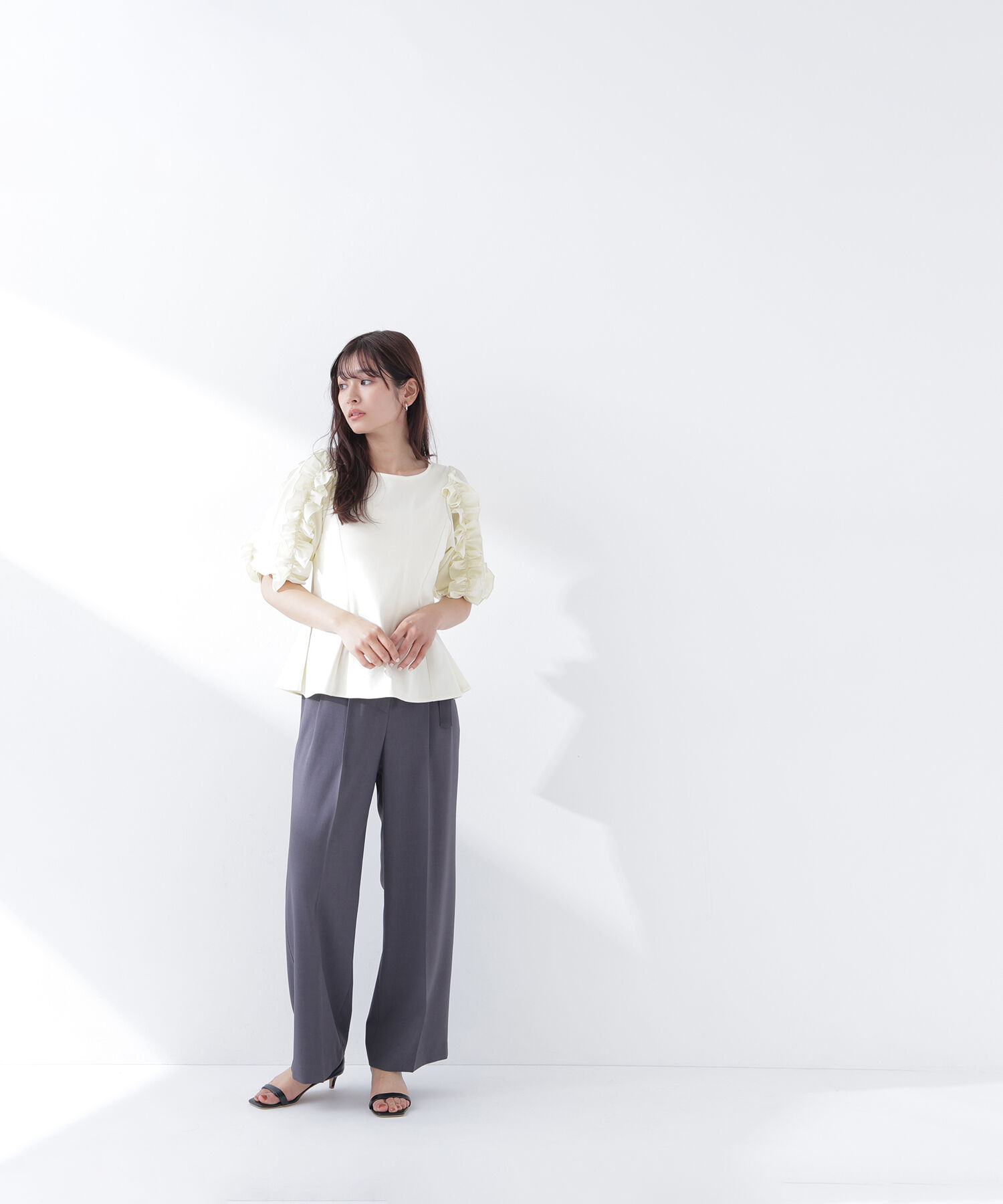  「フリルスリーブドッキングカットソー」|Tシャツ・カットソー|