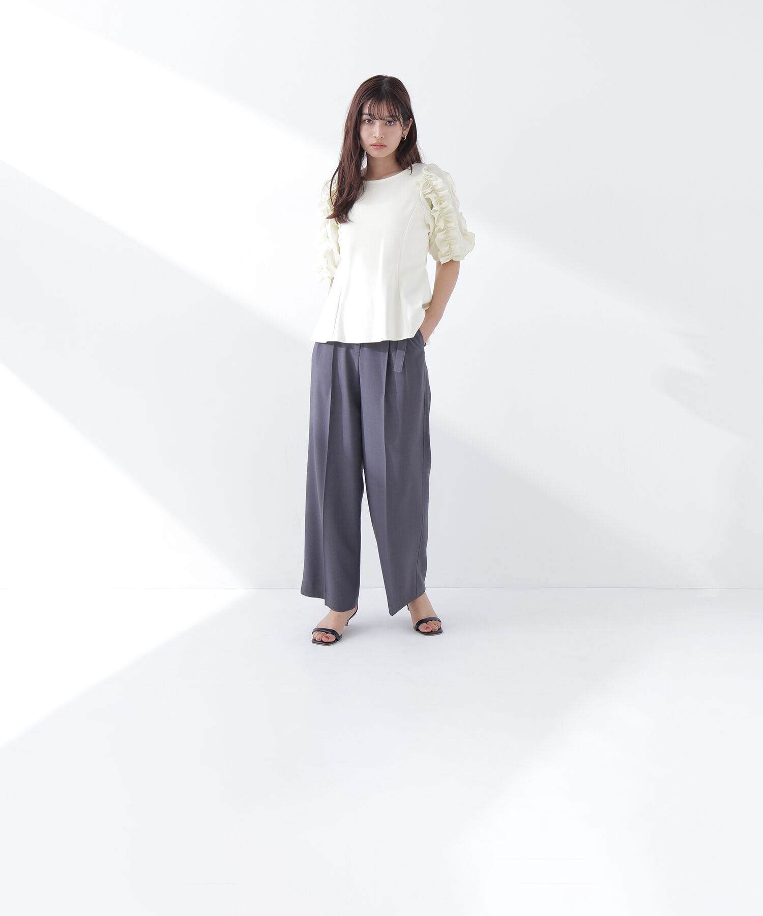  「フリルスリーブドッキングカットソー」|Tシャツ・カットソー|