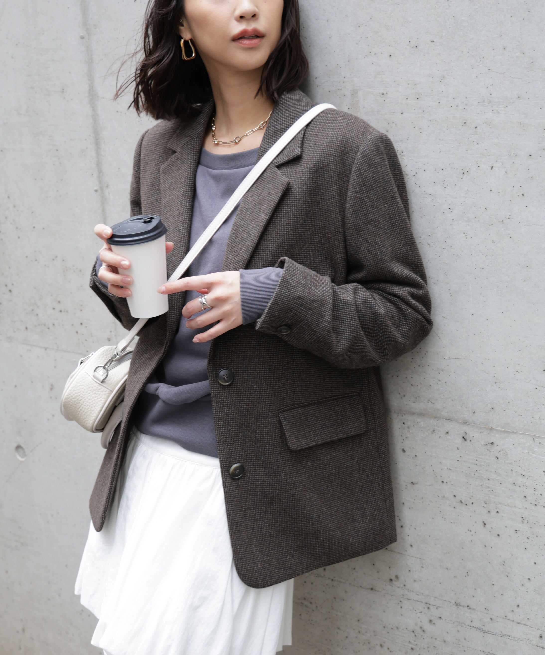  「ウール混オーバーサイズジャケット」|その他|ブラウン系1