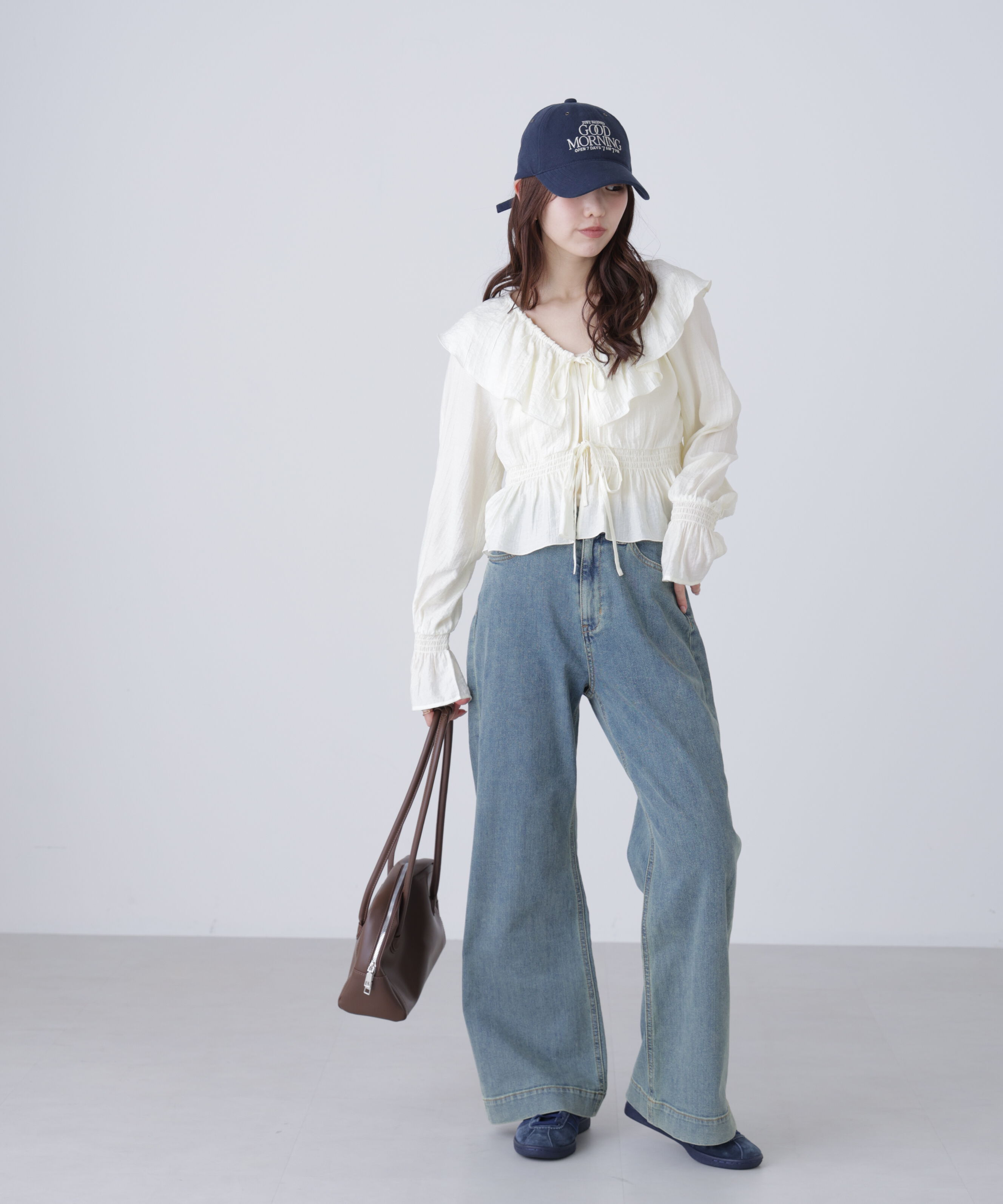  「衿フリルペプラム前開きブラウス」|シャツ・ブラウス|