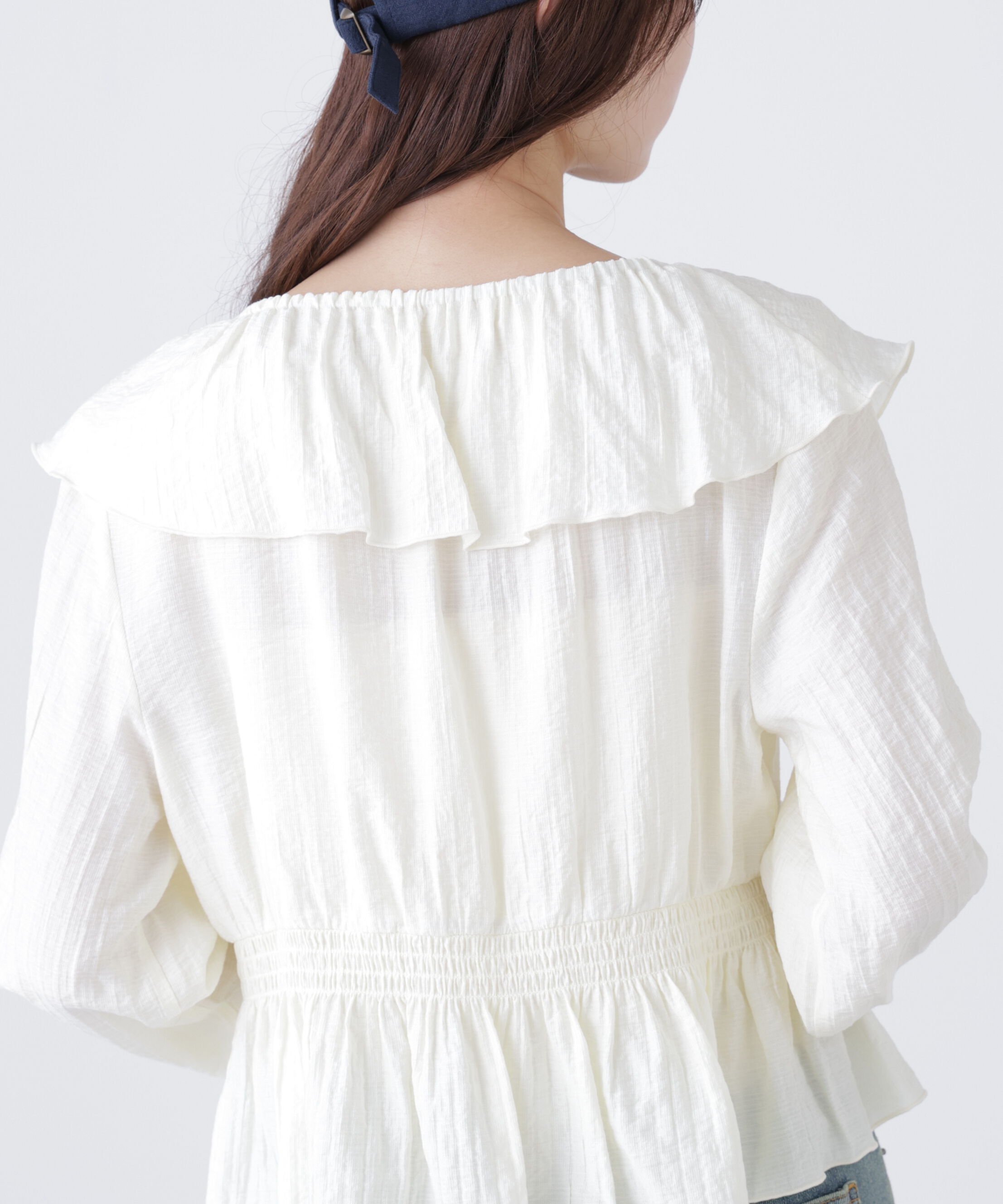  「衿フリルペプラム前開きブラウス」|シャツ・ブラウス|