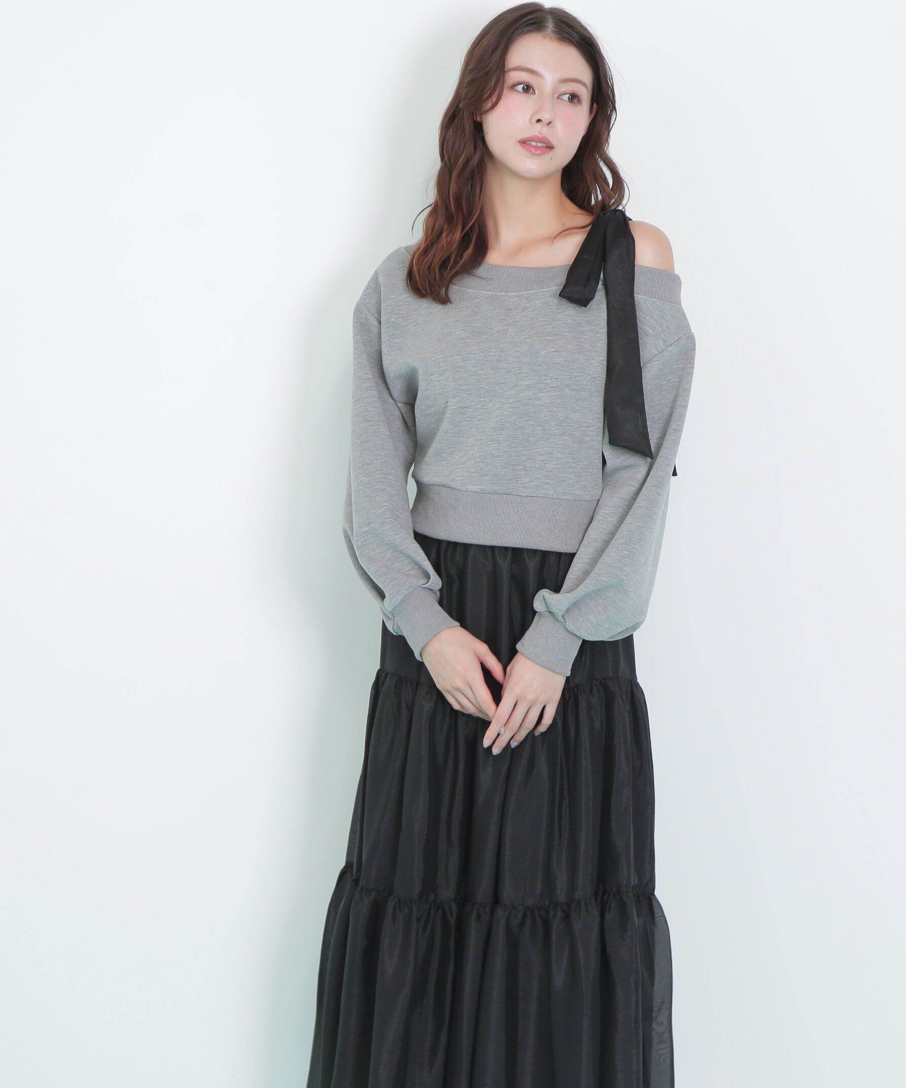  「肩リボンスウェットセットアップ」|ワンピース|