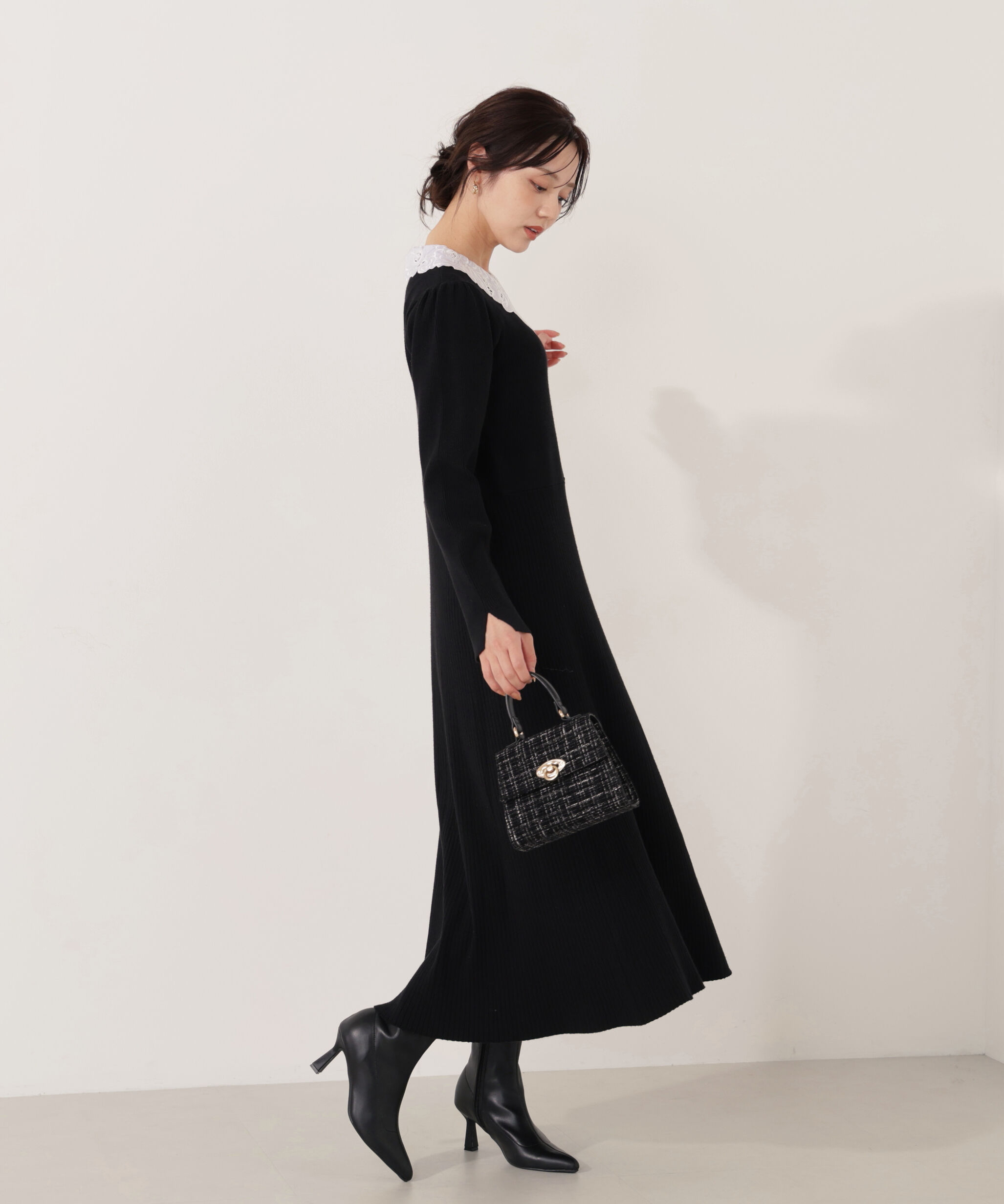 PROPORTION BODY DRESSING「レース襟付きニットワンピース」|ワンピース|