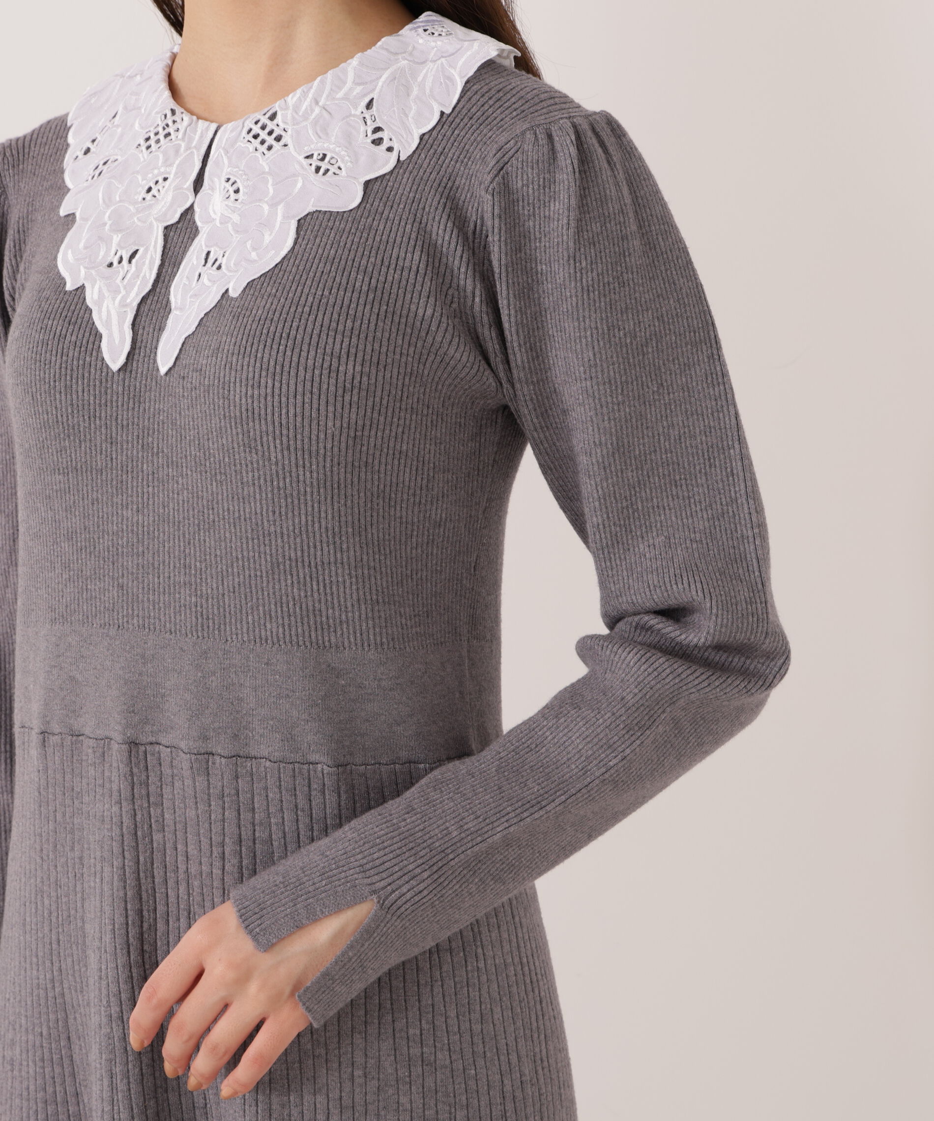 PROPORTION BODY DRESSING「レース襟付きニットワンピース」|ワンピース|