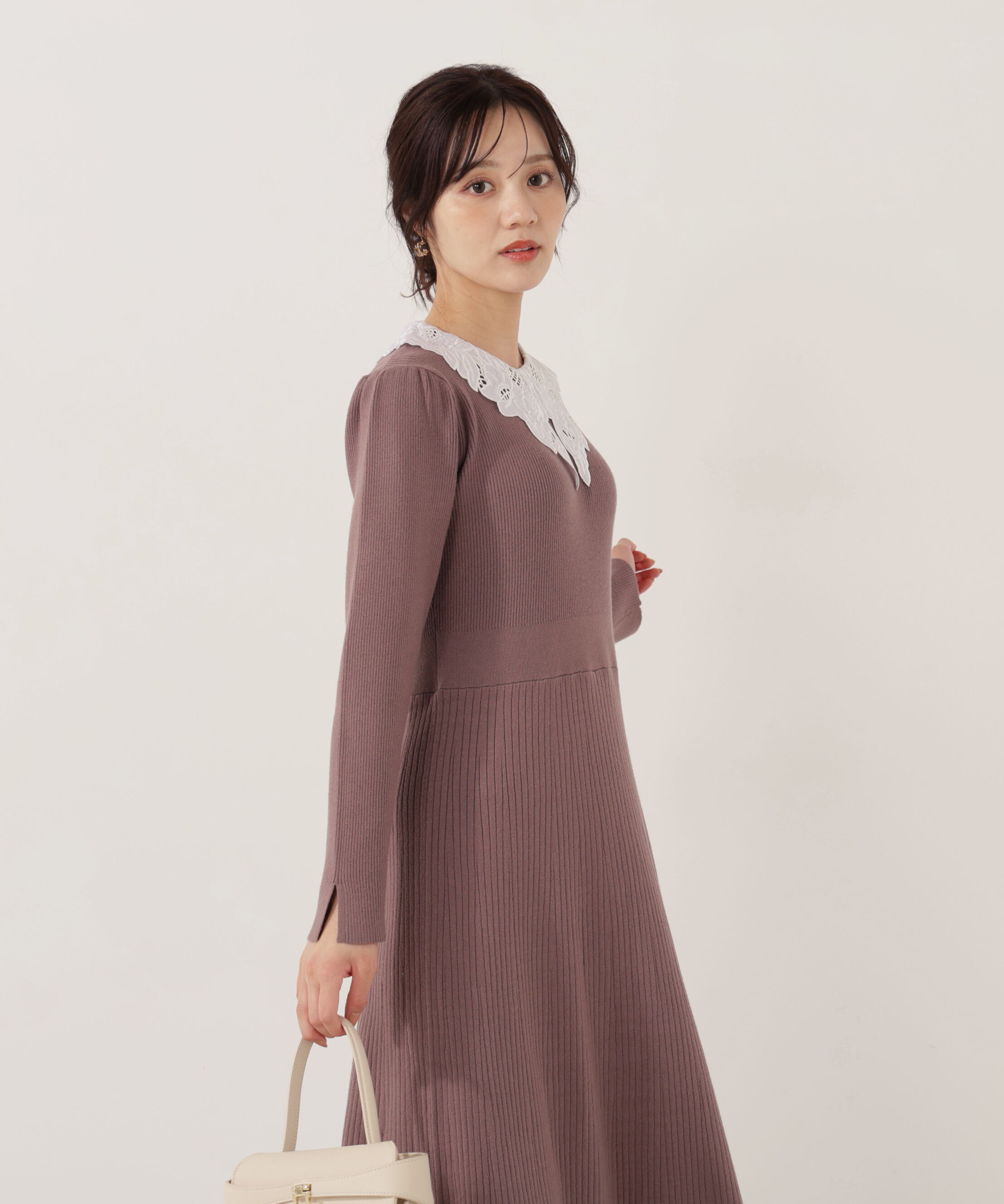 PROPORTION BODY DRESSING「レース襟付きニットワンピース」|ワンピース|