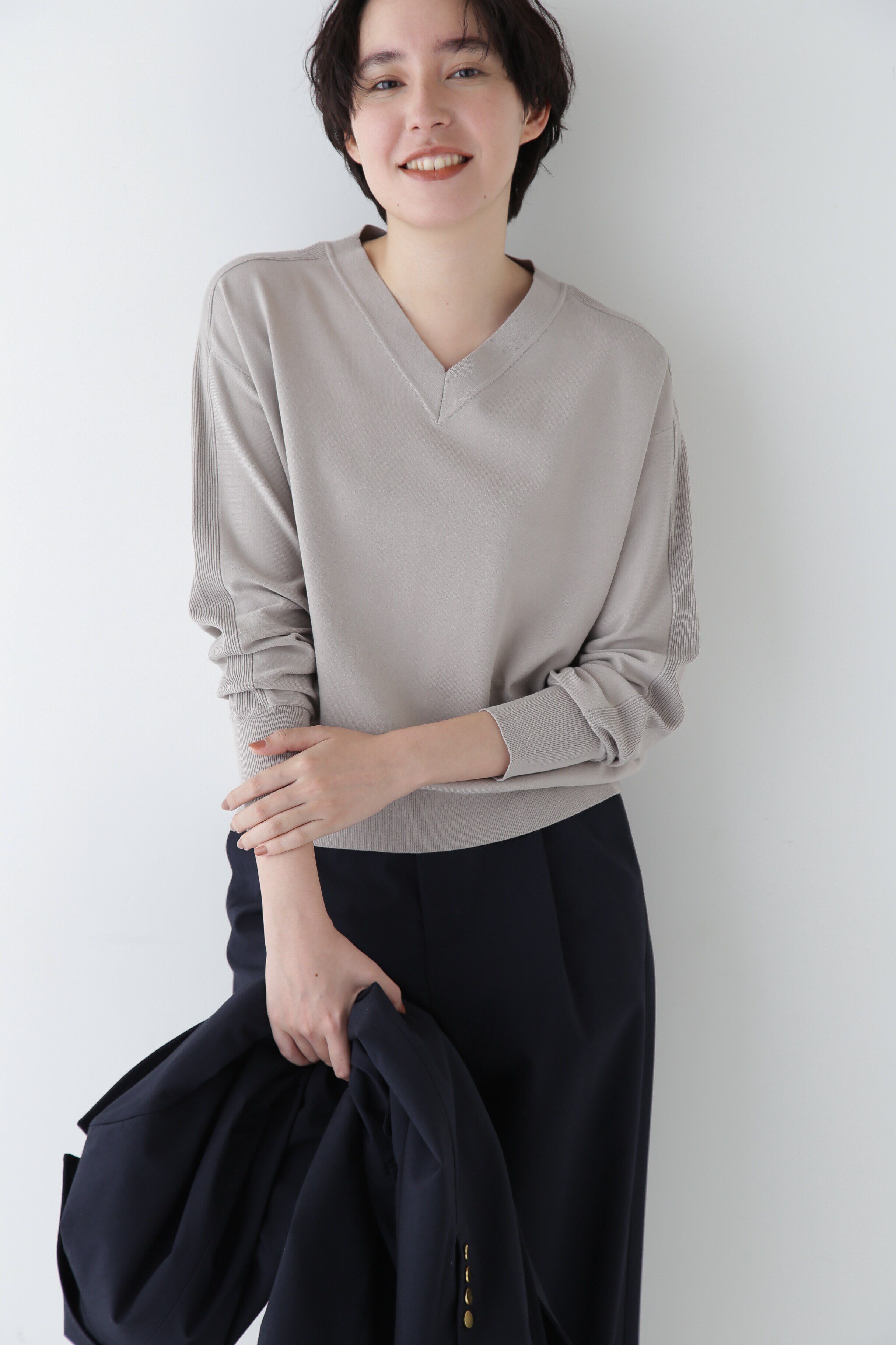  「◆【ウォッシャブル】ハイゲージオーガニックコットンプルオーバー」|ニット・セーター|グレージュ2