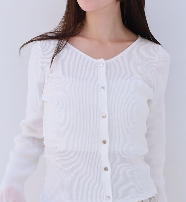 archives「レースドッキングギャザーニットカーディガン」|カーディガン|