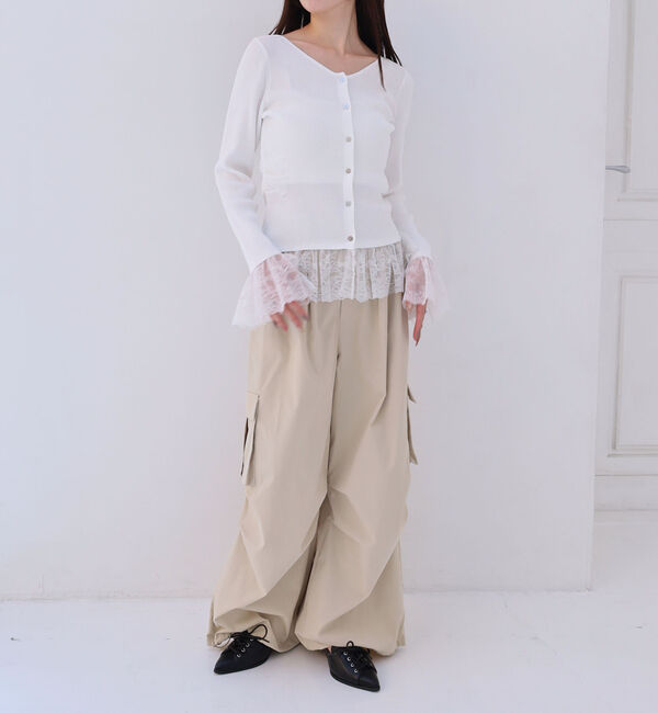 archives「レースドッキングギャザーニットカーディガン」|カーディガン|