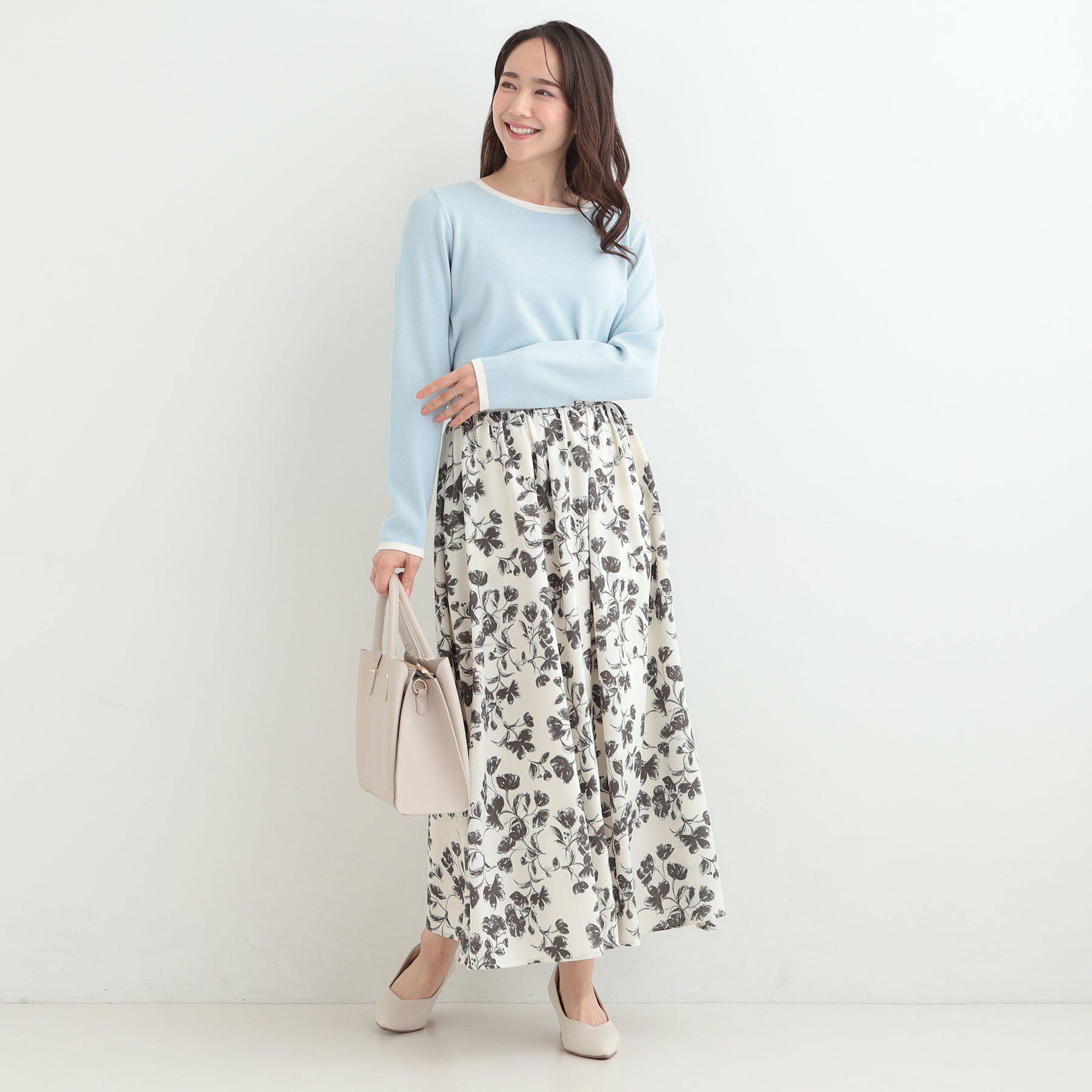 SHOO･LA･RUE「【着丈選べる】ふんわり揺れる アソート柄フレアスカート」|スカート|