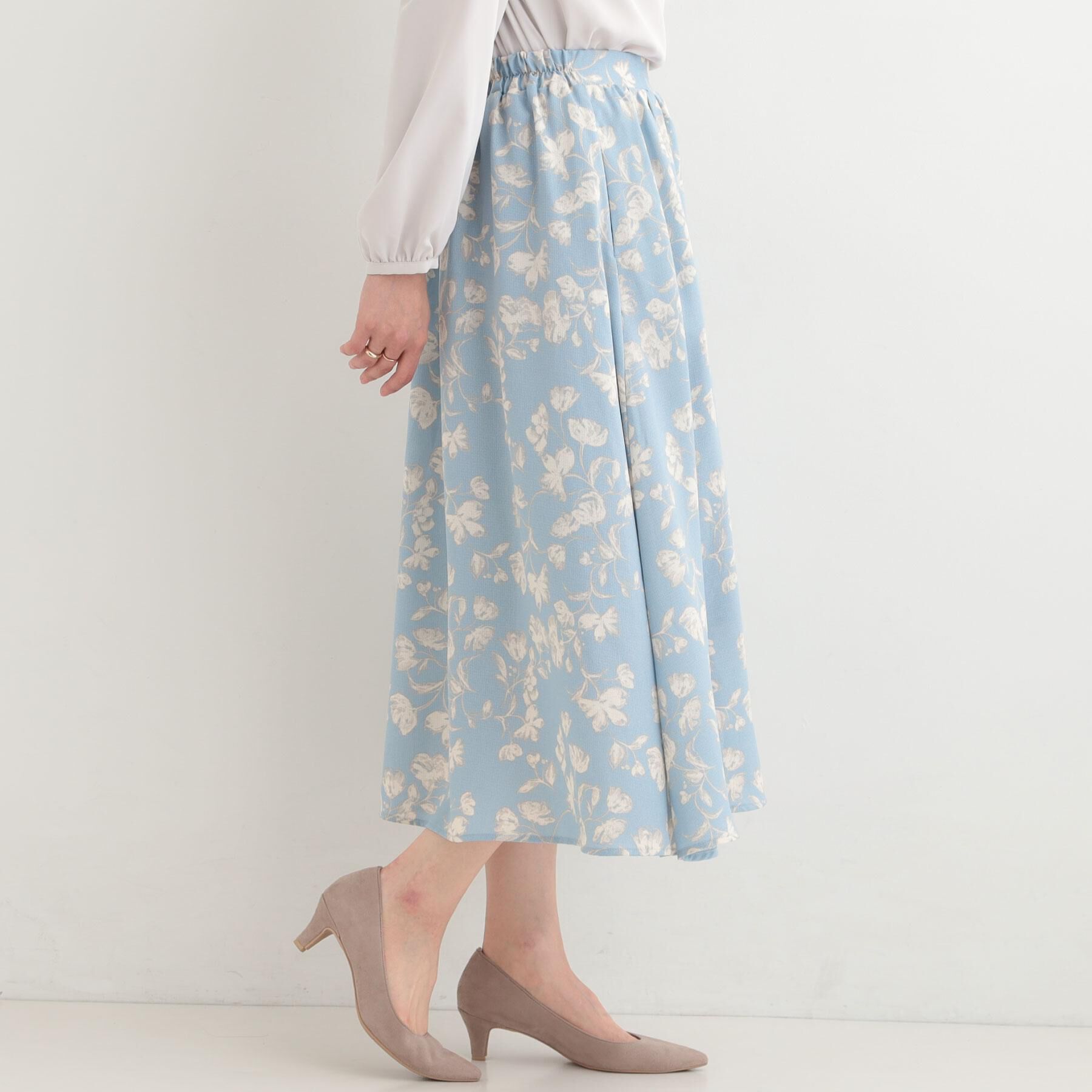 SHOO･LA･RUE「【着丈選べる】ふんわり揺れる アソート柄フレアスカート」|スカート|