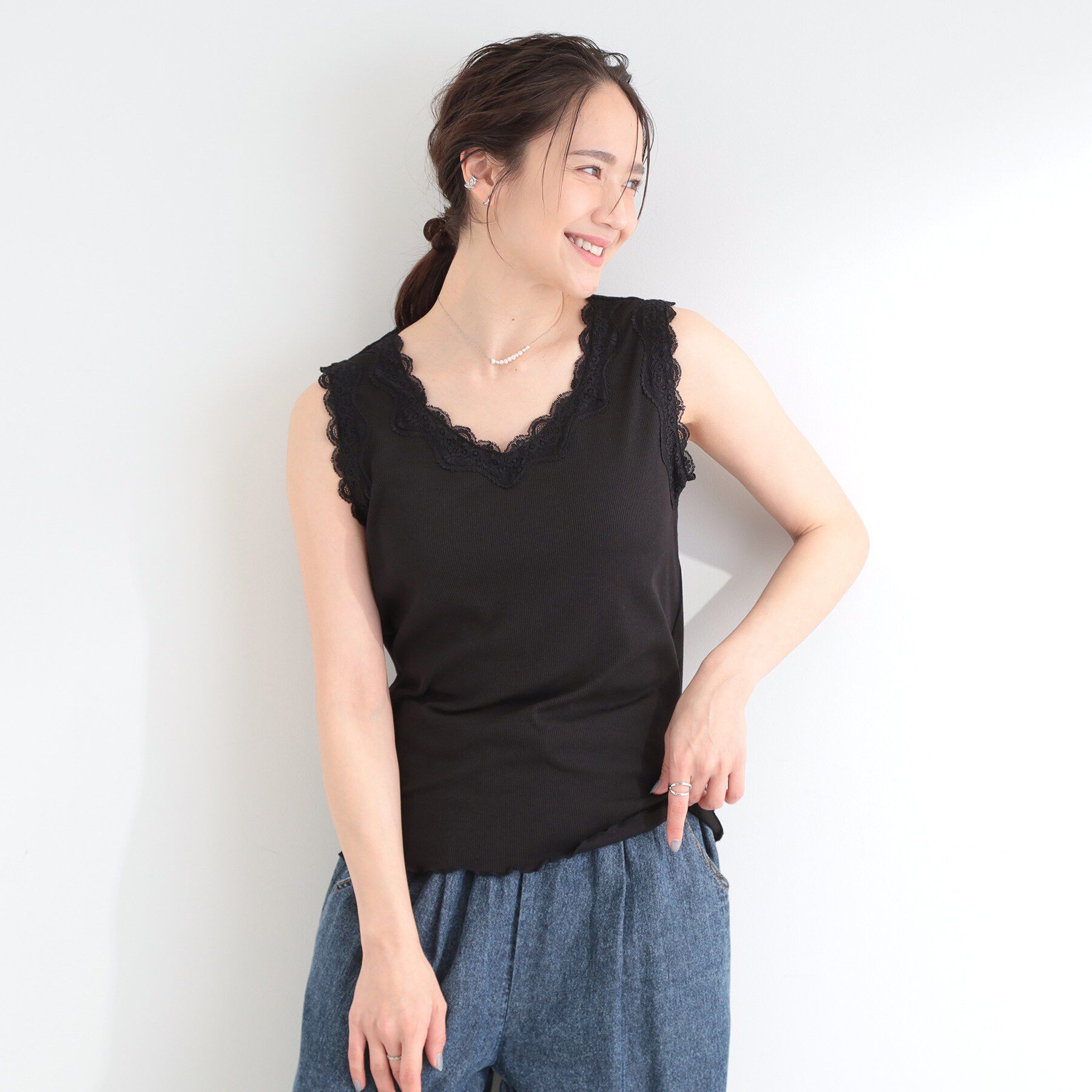 SHOO･LA･RUE「前後2WAYネック レースデザインタンクトップ」|キャミソール|