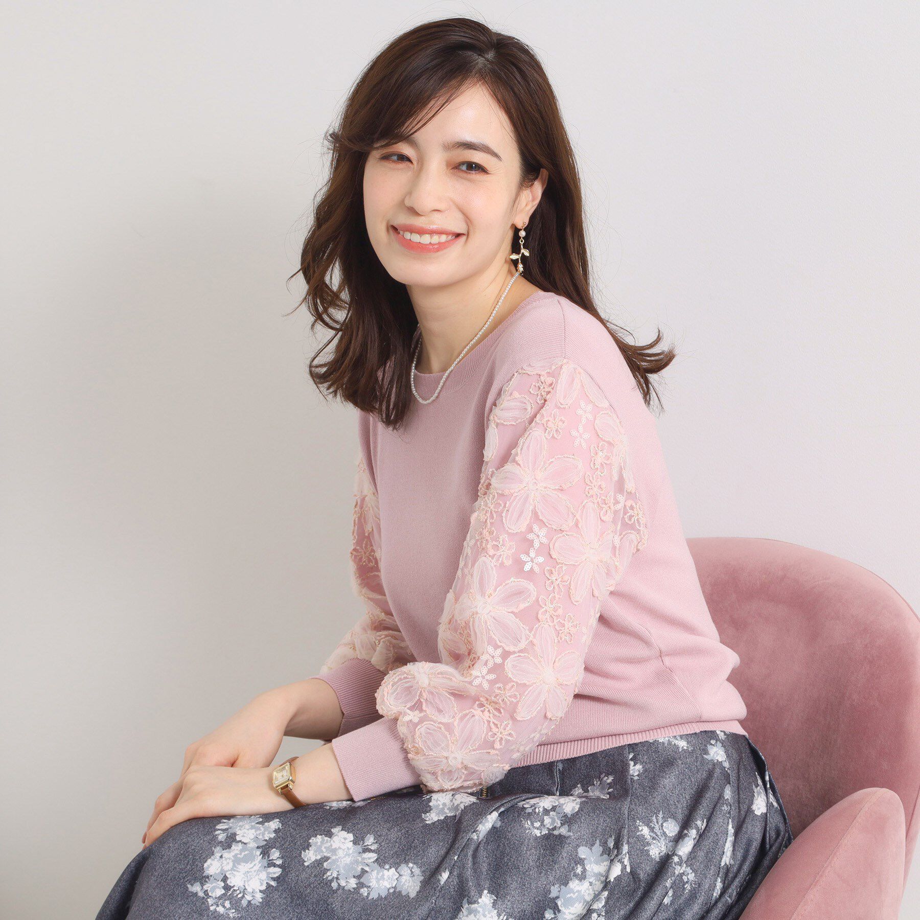 ITS&rsquo;DEMO「【手洗い可】立体レース袖ニット」|ニット・セーター|