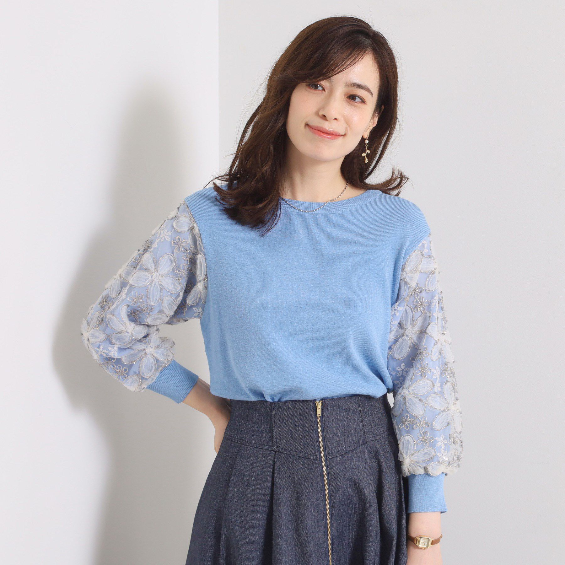 ITS&rsquo;DEMO「【手洗い可】立体レース袖ニット」|ニット・セーター|