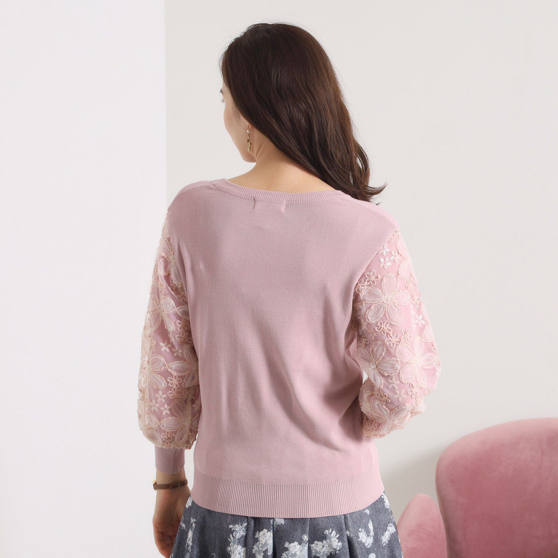 ITS&rsquo;DEMO「【手洗い可】立体レース袖ニット」|ニット・セーター|