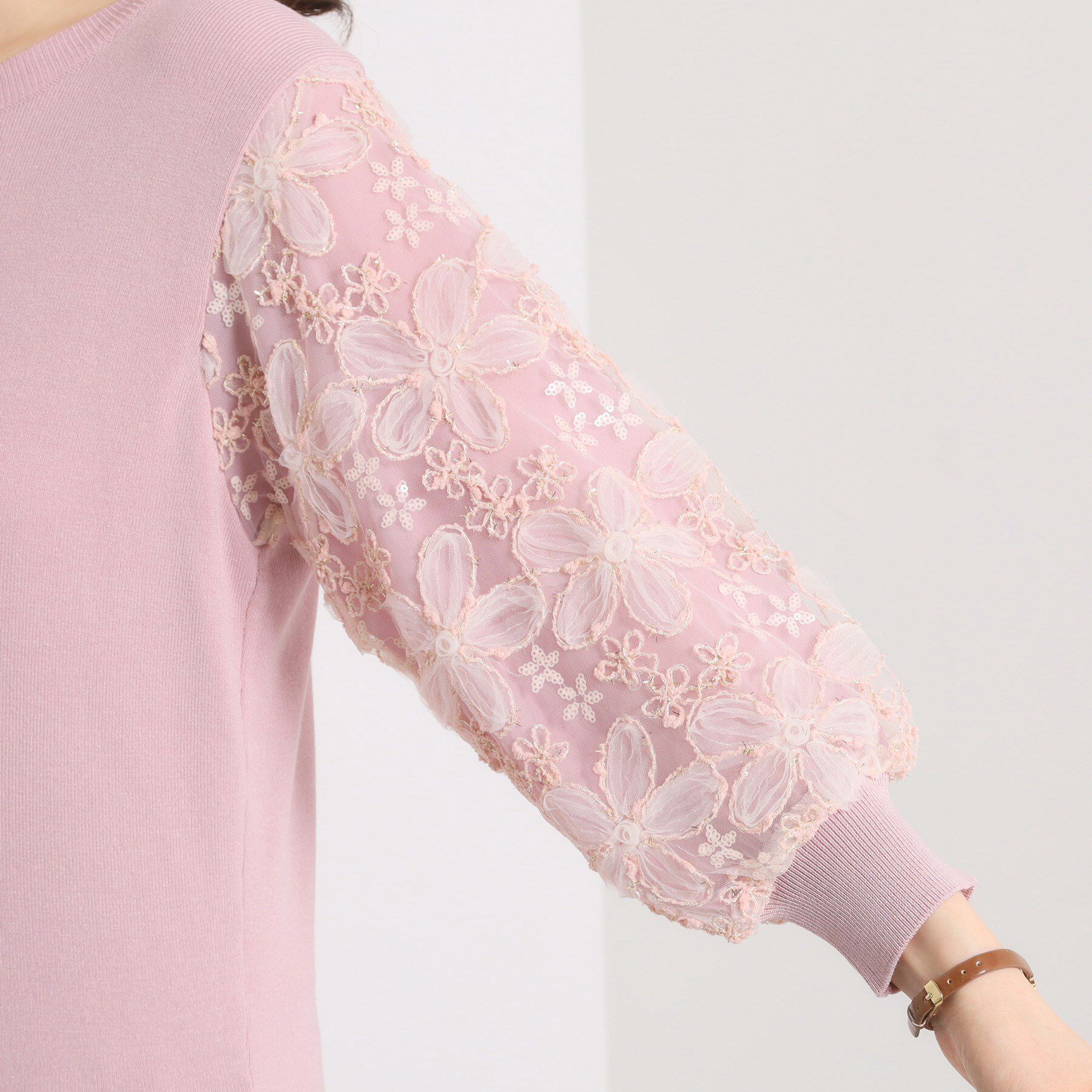 ITS&rsquo;DEMO「【手洗い可】立体レース袖ニット」|ニット・セーター|